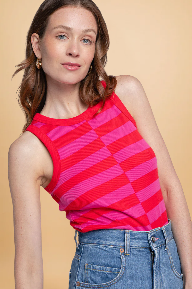 Top Abie Stripes Pink and Red