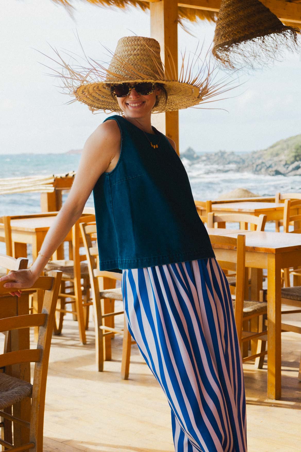 Cécile blue lines skirt + Jacques top set