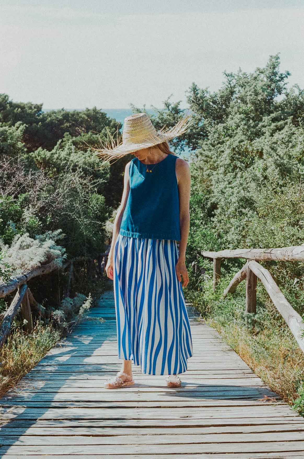 Jupe Cécile blue lines