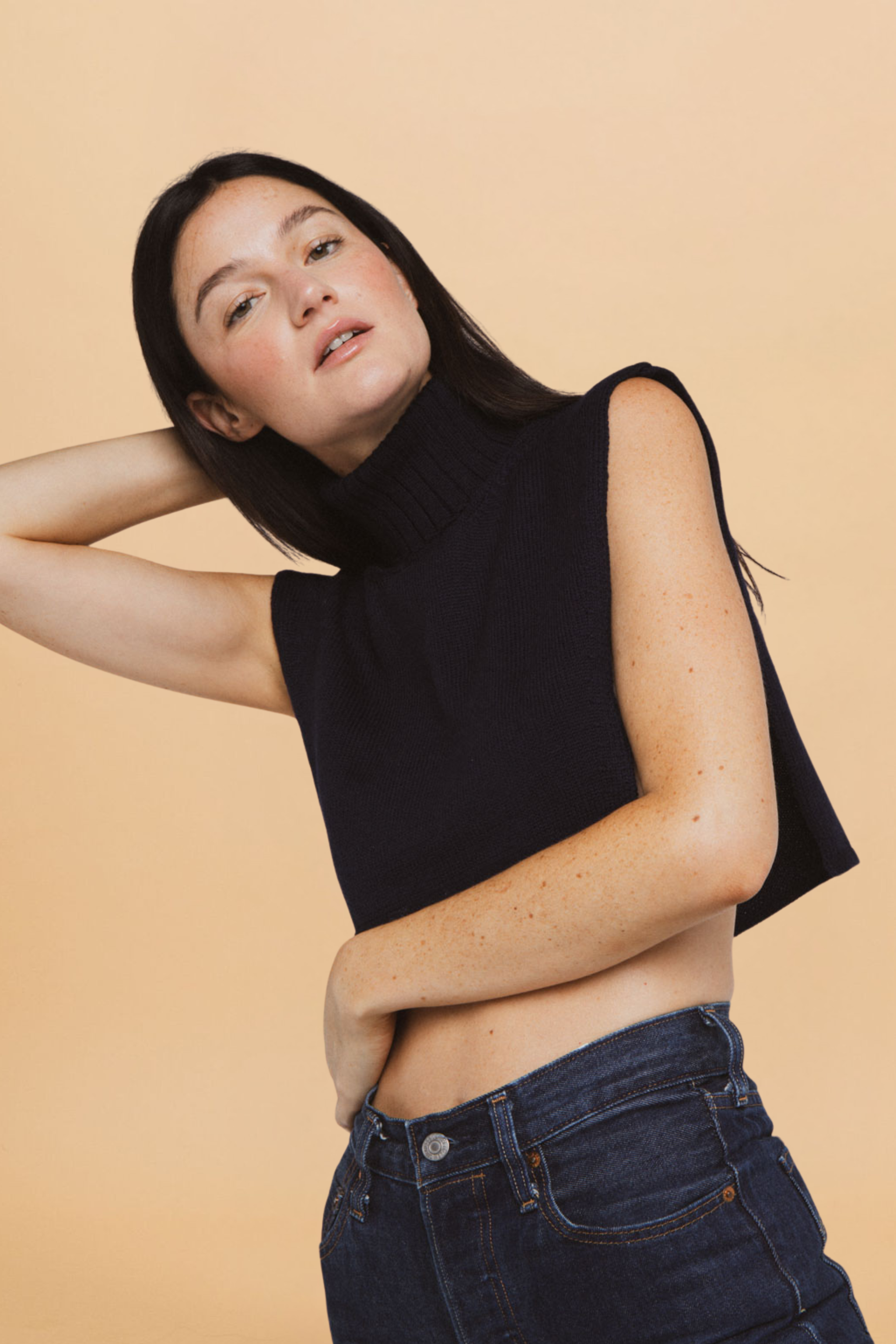 Maël navy wool collar