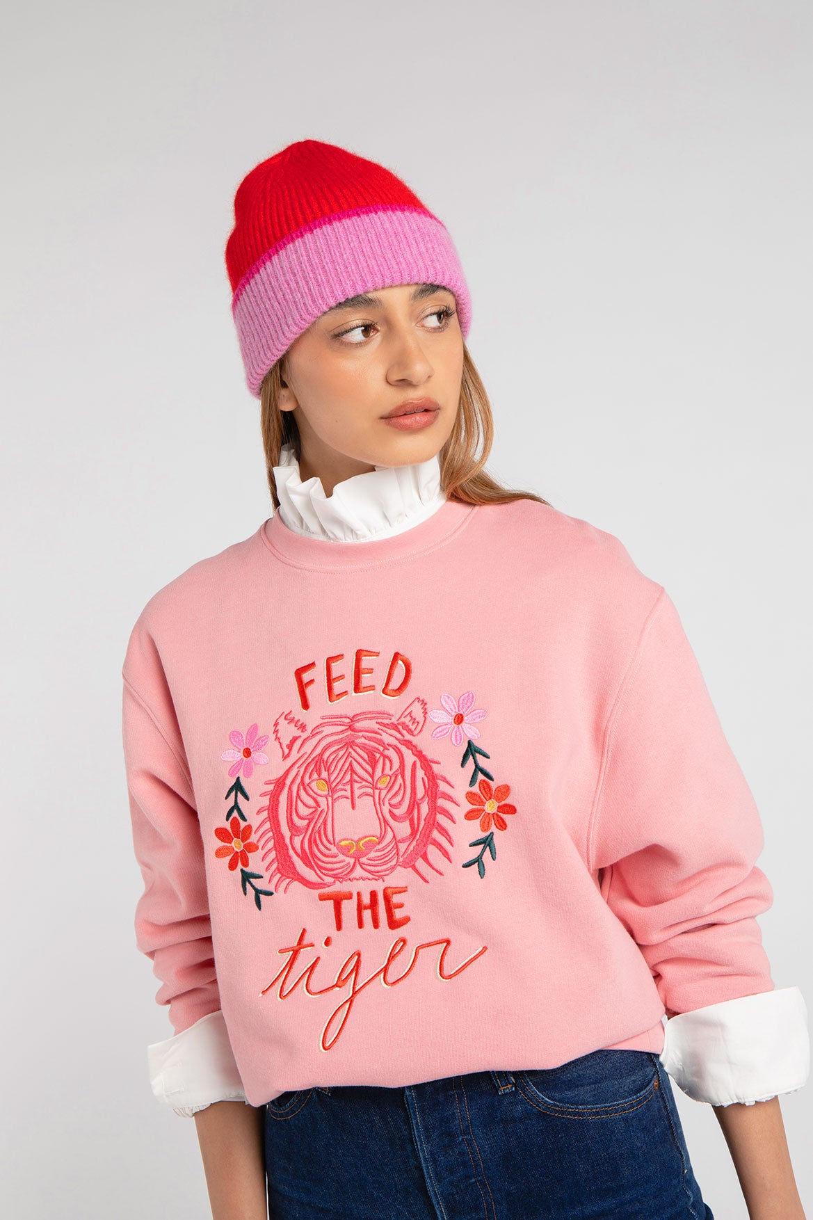 Helias Pink & Red Beanie