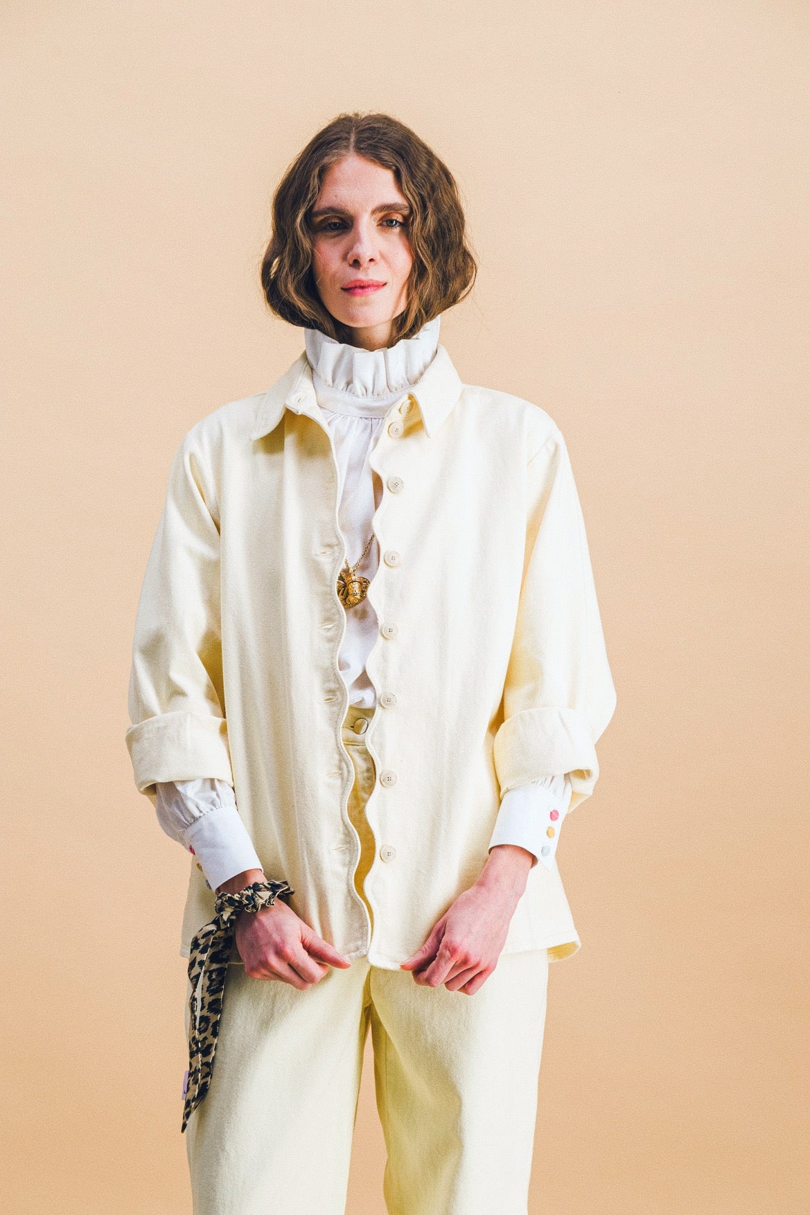 Maelle denim butter shirt set + Gauthier denim butter