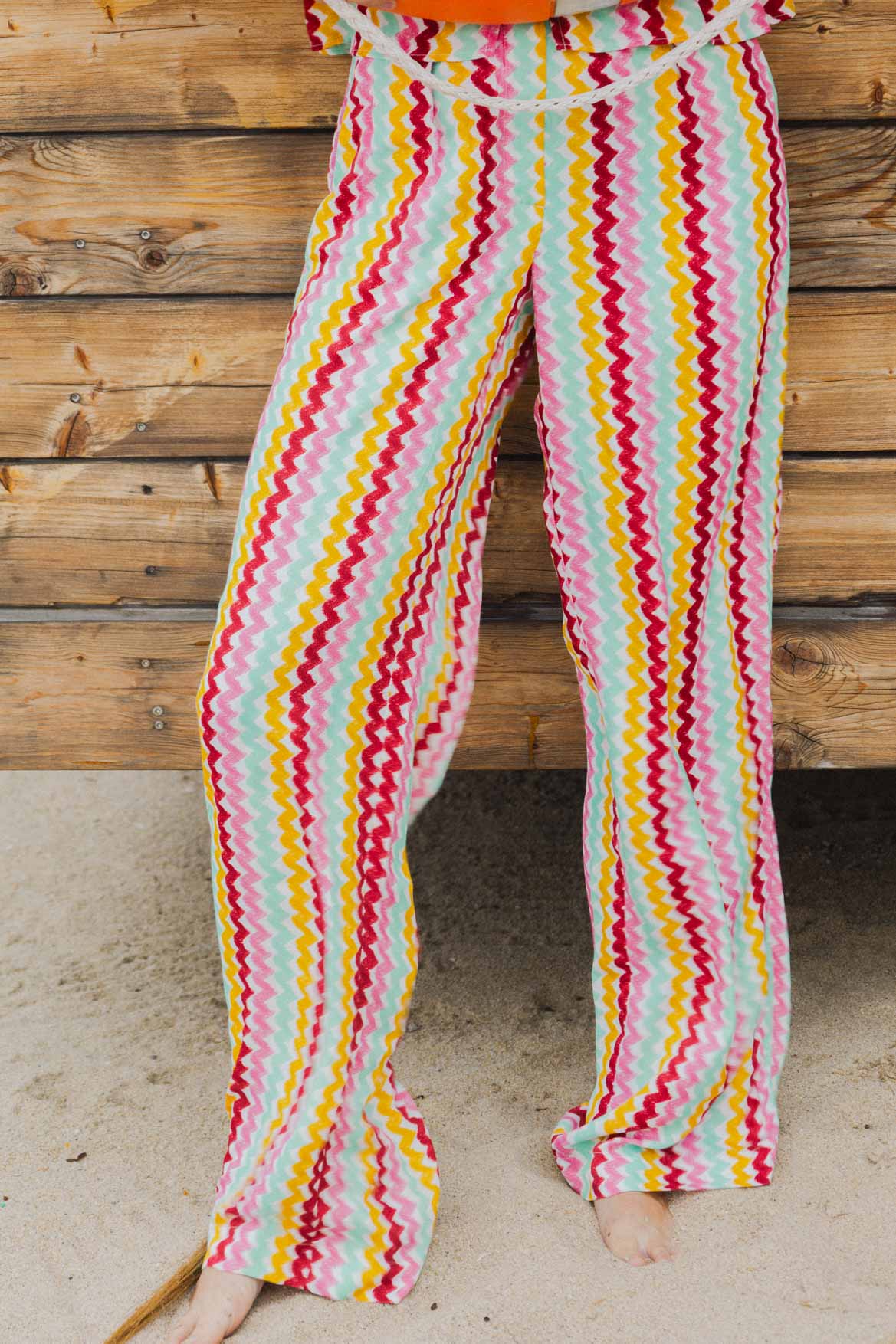 Aimée top + Tilda Orphism Lines rainbow pants set