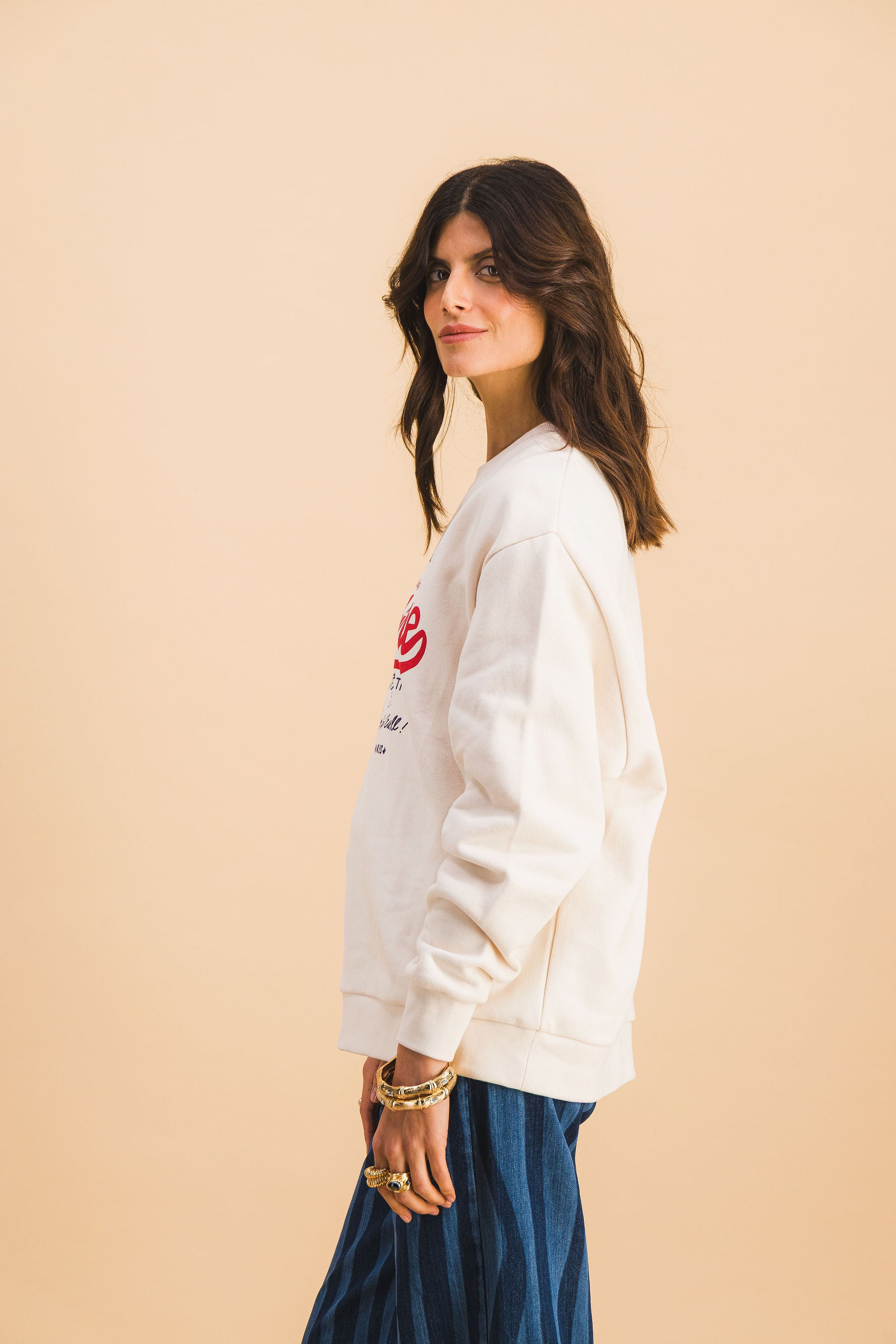 SWEATSHIRT HUGO OFFWHITE