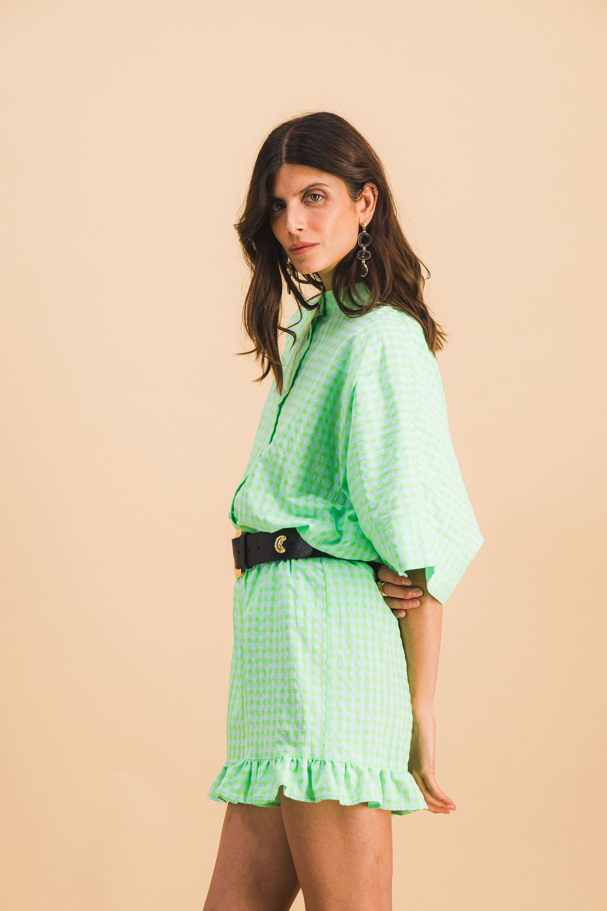 SHORT DARIO CARREAUX VERT