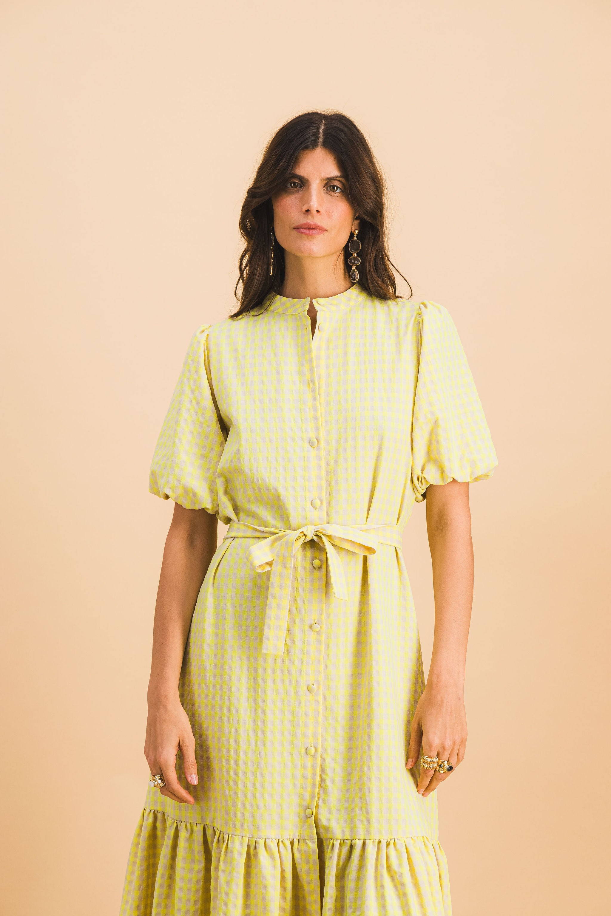 ROBE CLEMENCE CARREAUX JAUNE