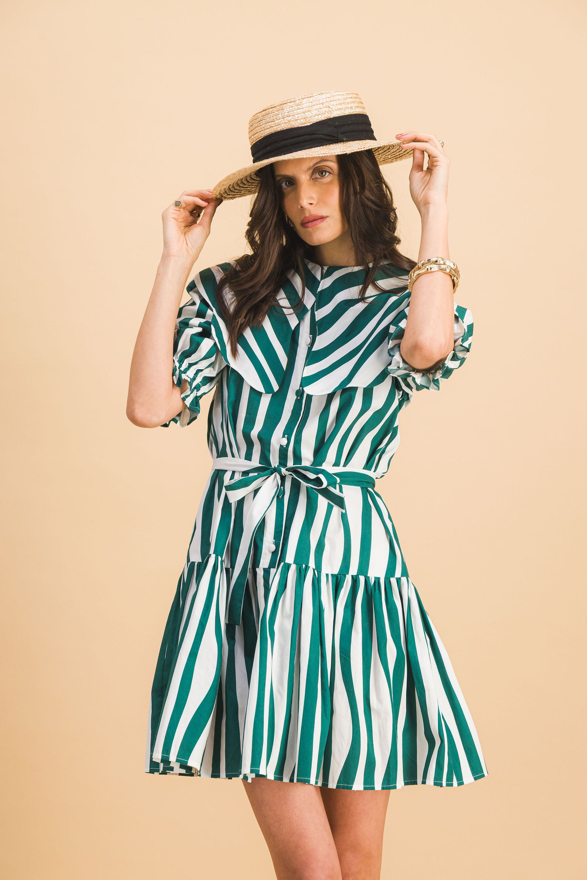 ROBE CHLOEBE GREEN LINES