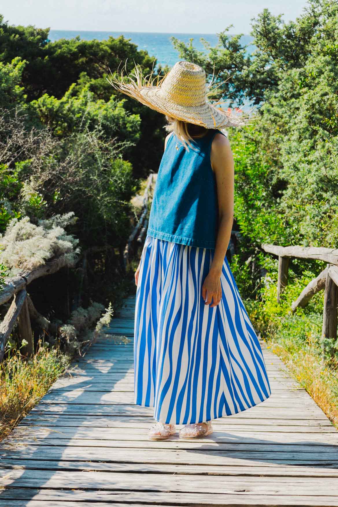 Jupe Cécile blue lines