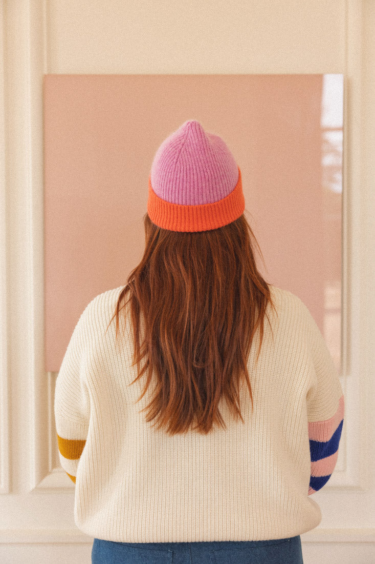Pink and orange Arthur hat