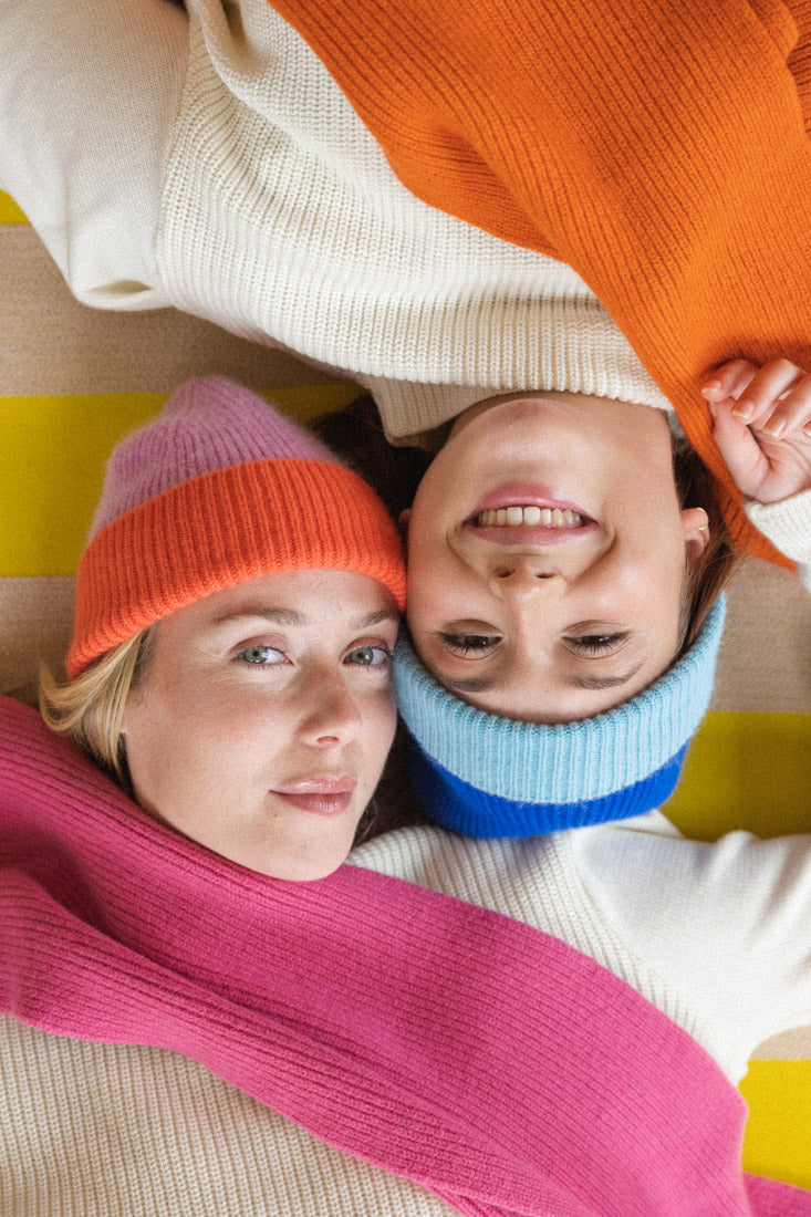 Pink and orange Arthur hat