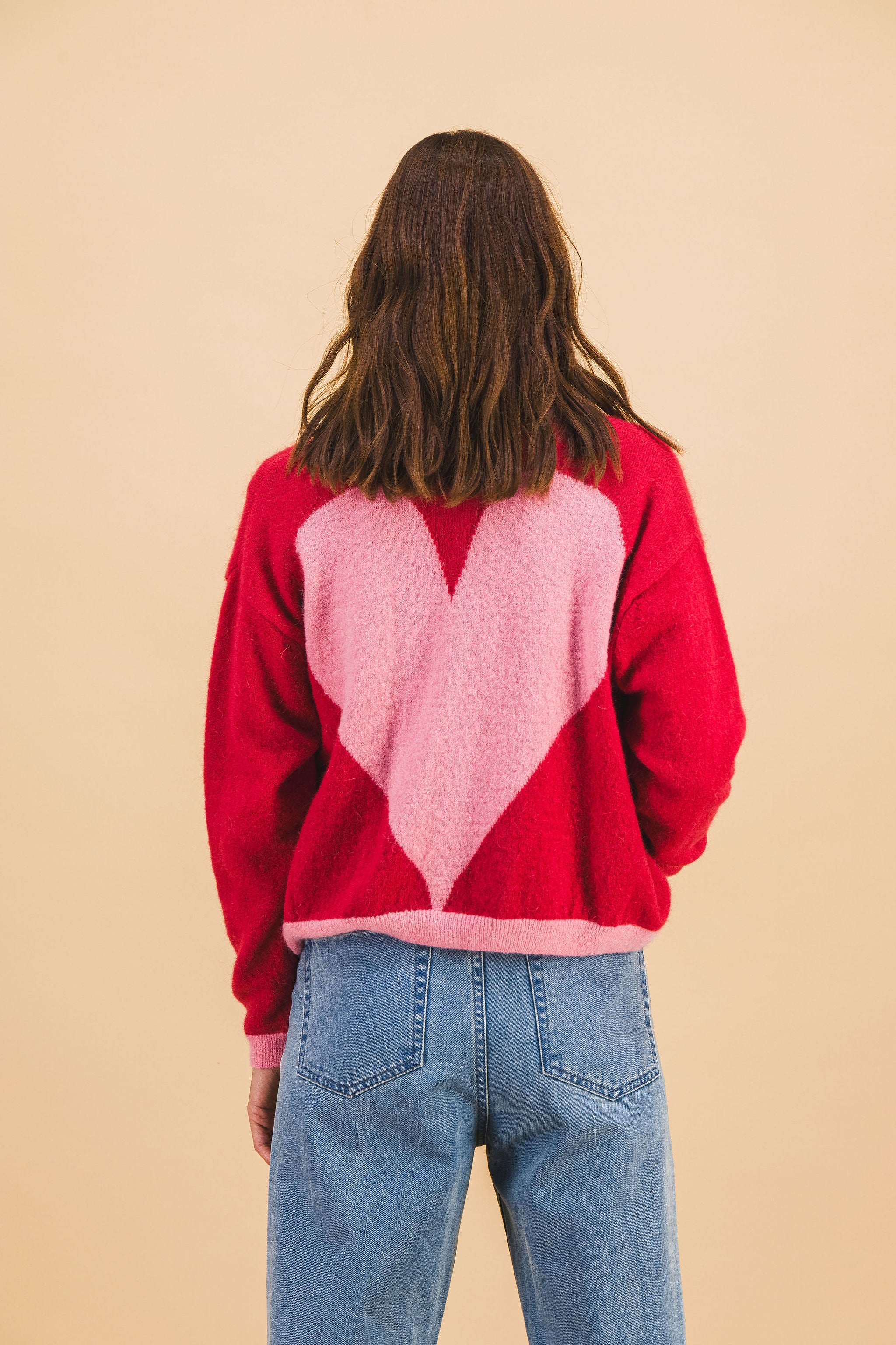 Cardigan Julia rouge et rose - Précommande