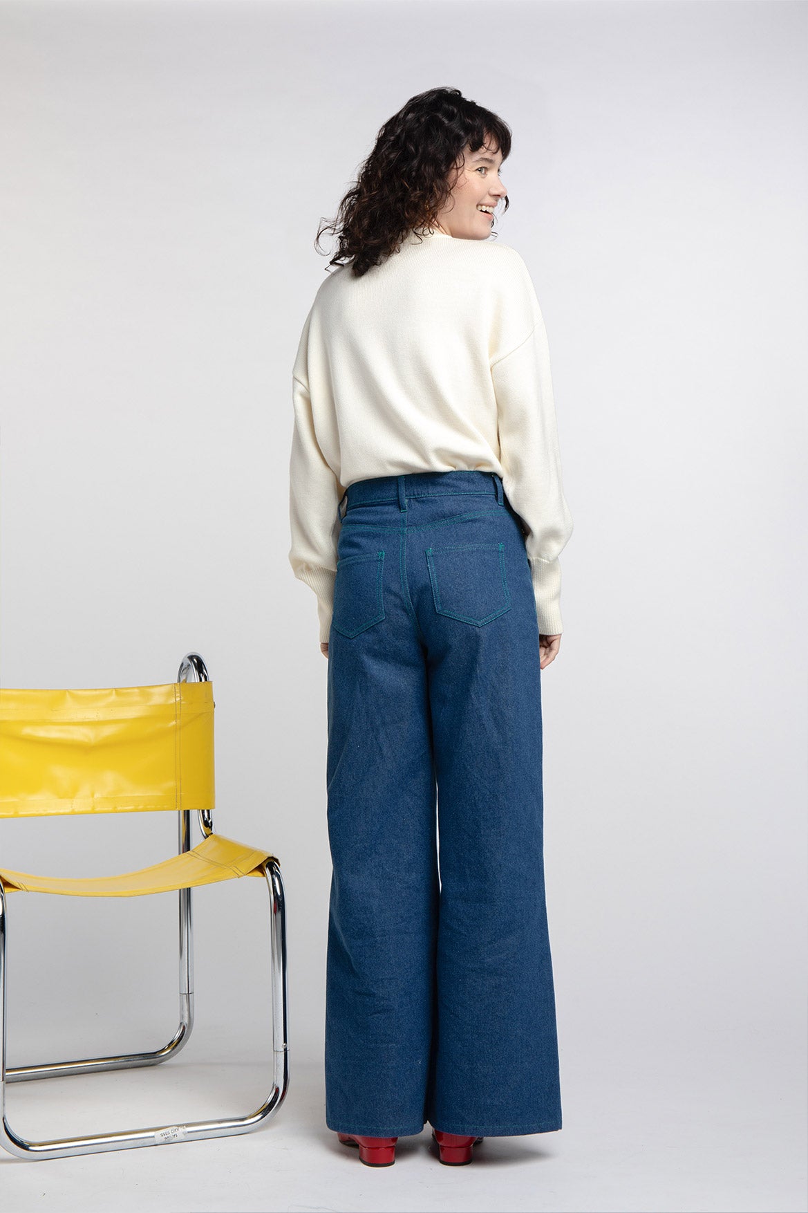 Pull Côme écru cœurs rouges