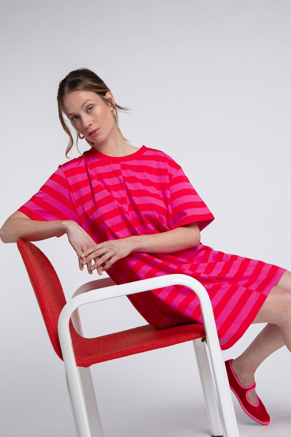 Amalia Stripes Pink and Red Dress