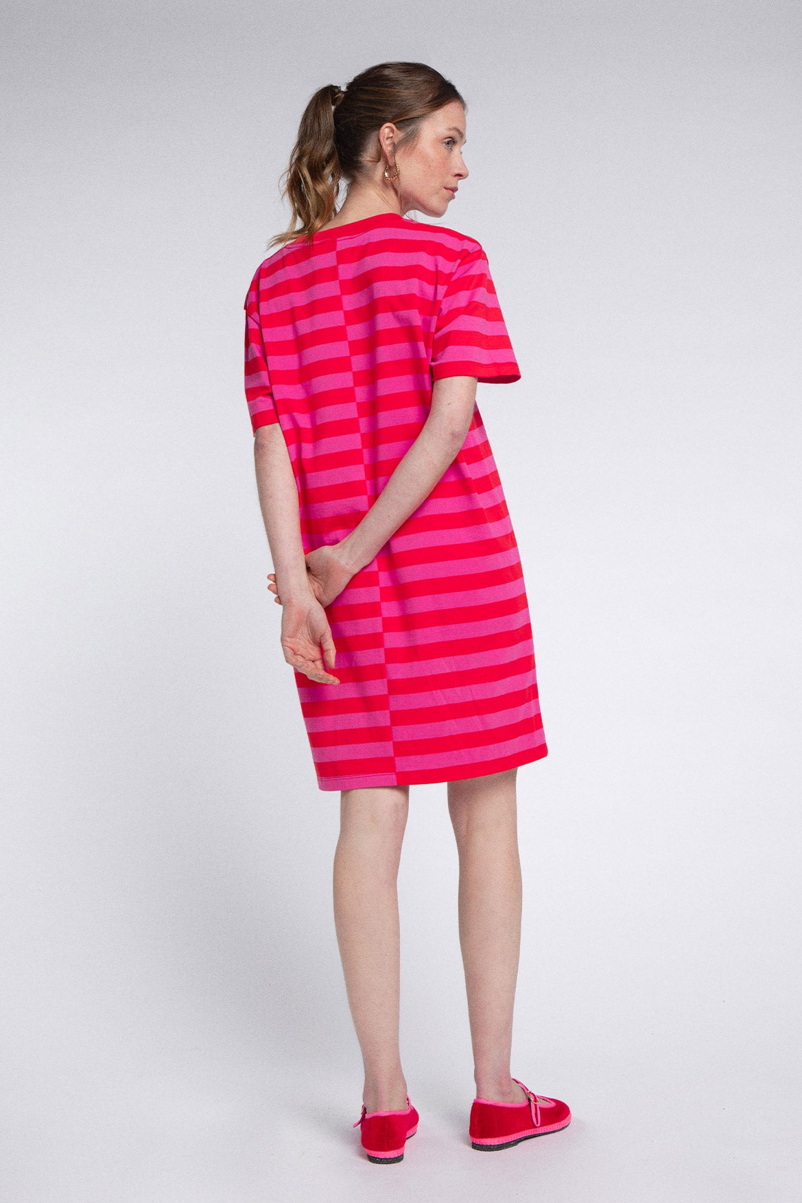 Amalia Stripes Pink and Red Dress