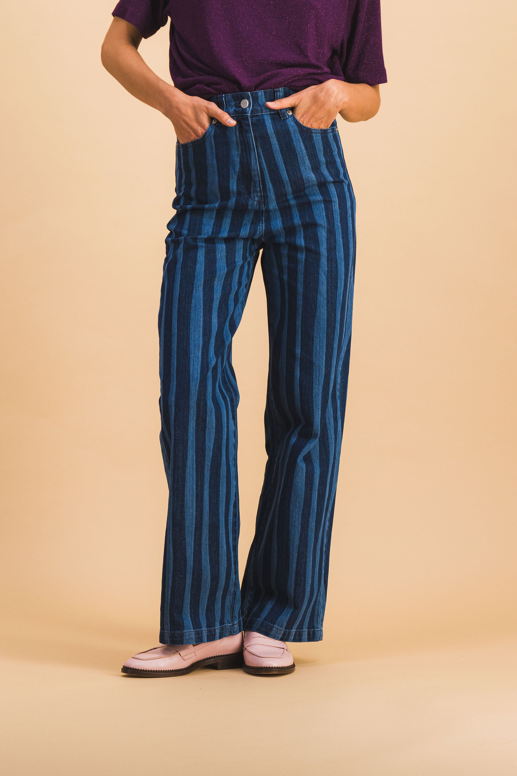 ROBIN NAVY LINES DENIM JEANS