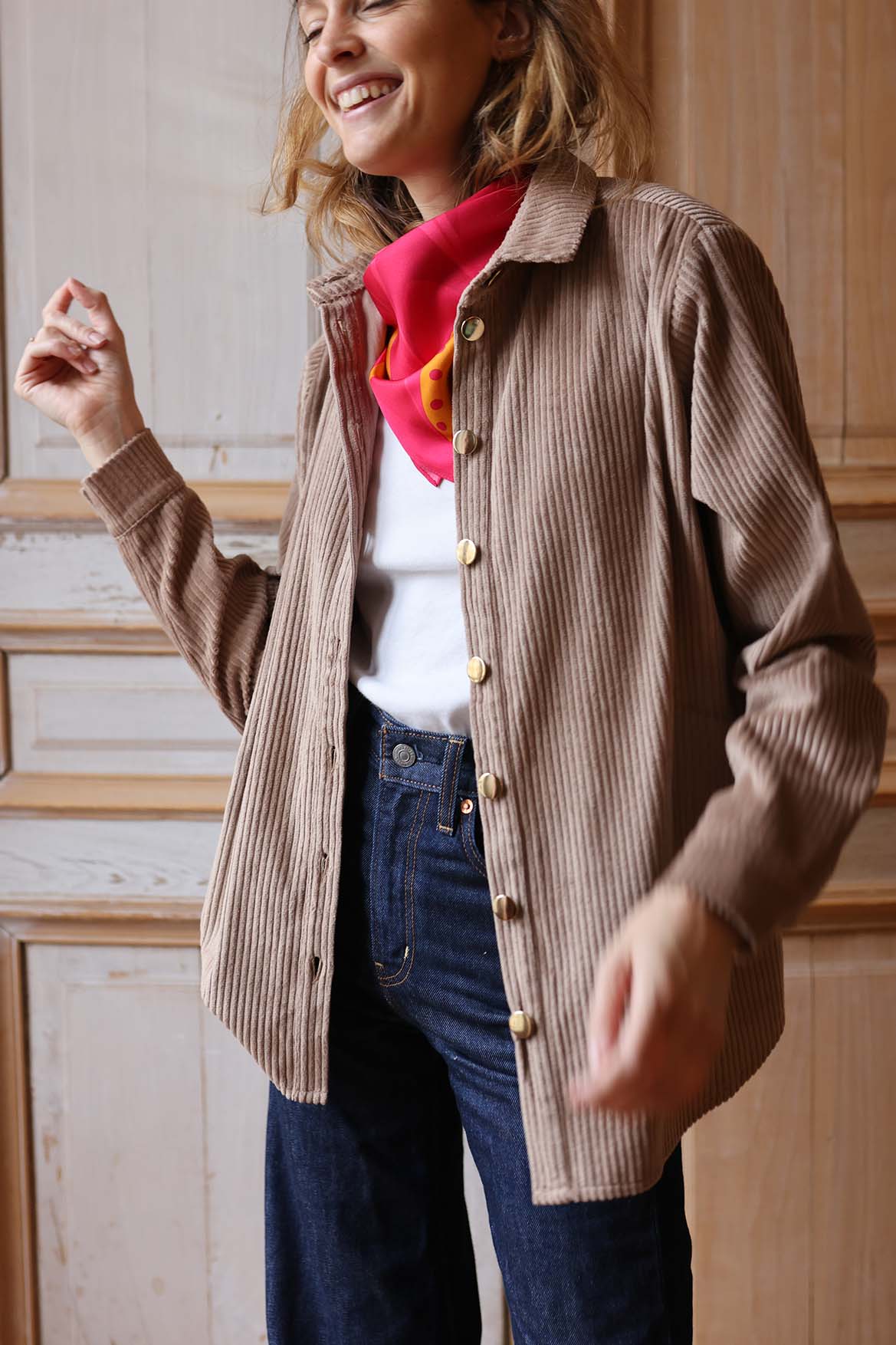 The Albertina beige corduroy overshirt