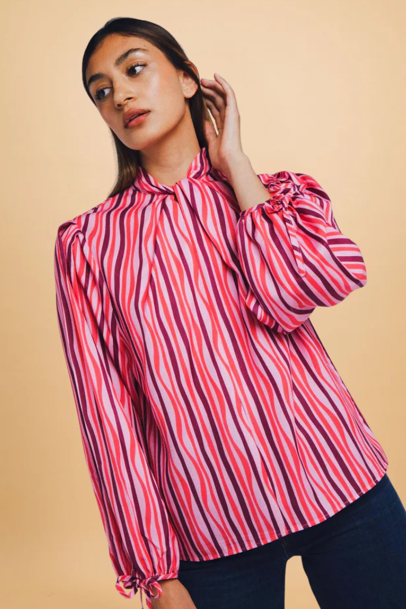Lara Pink Stripes Blouse