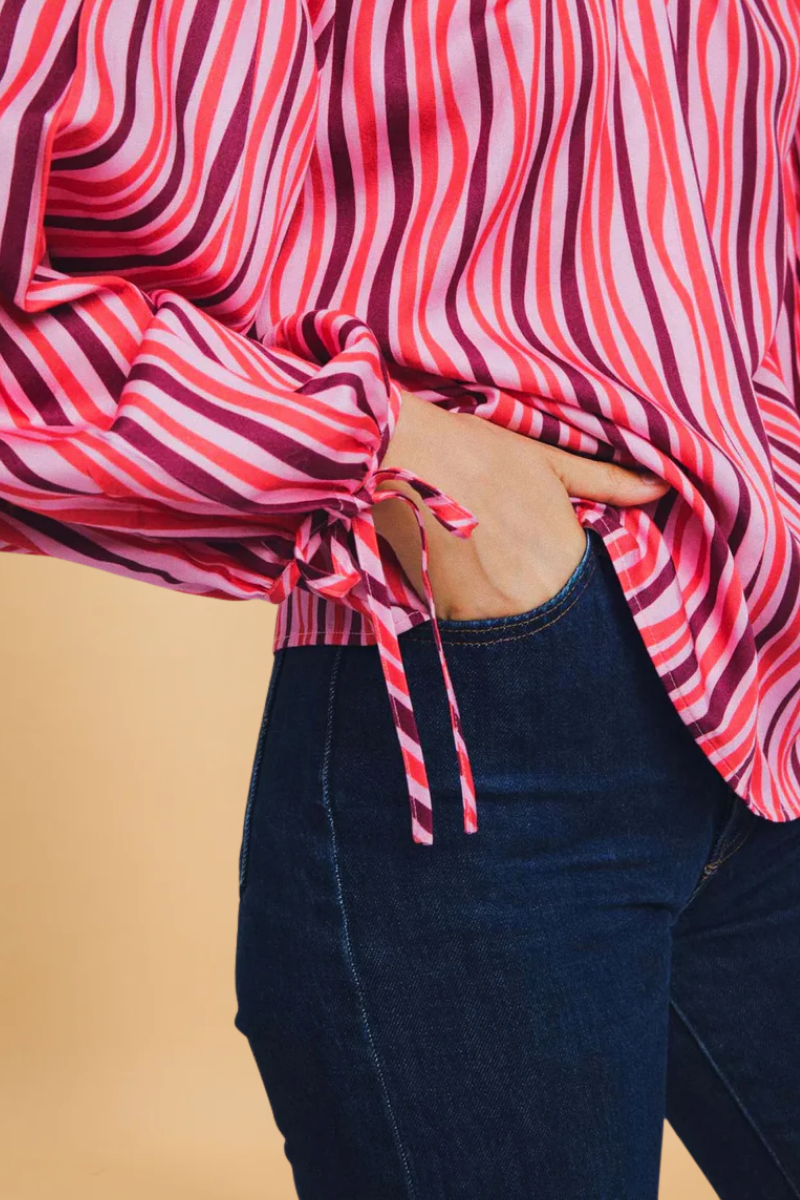 Lara Pink Stripes Blouse