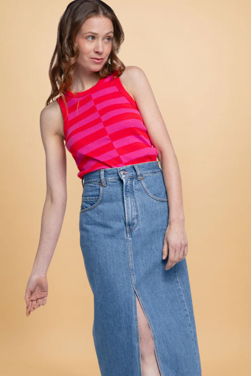 Top Abie Stripes Pink and Red