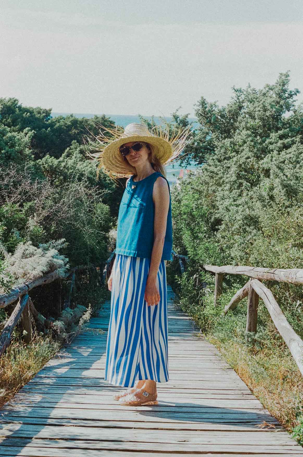Ensemble jupe Cécile blue lines + top Jacques