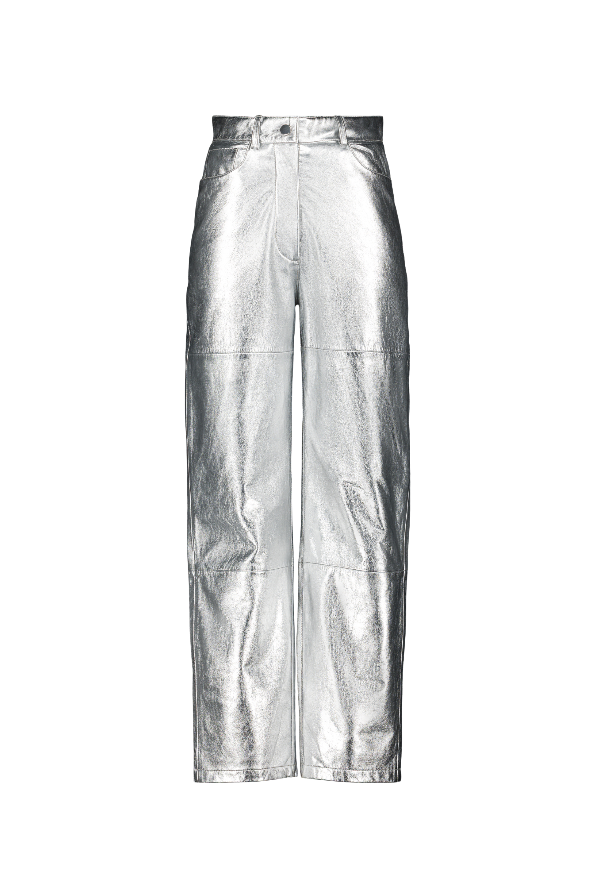 Pantalon Camille en cuir argenté