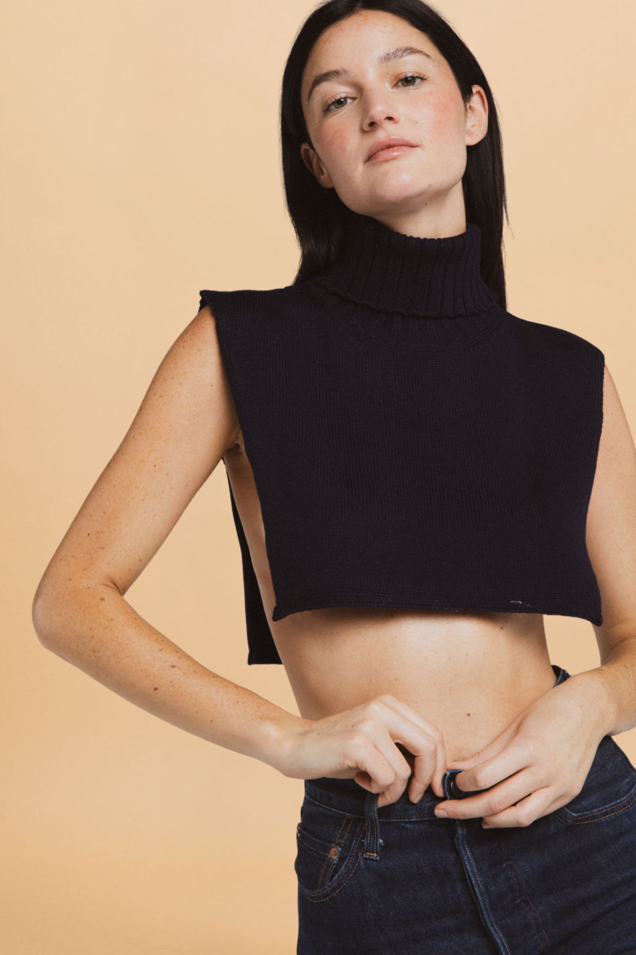 Maël navy wool collar