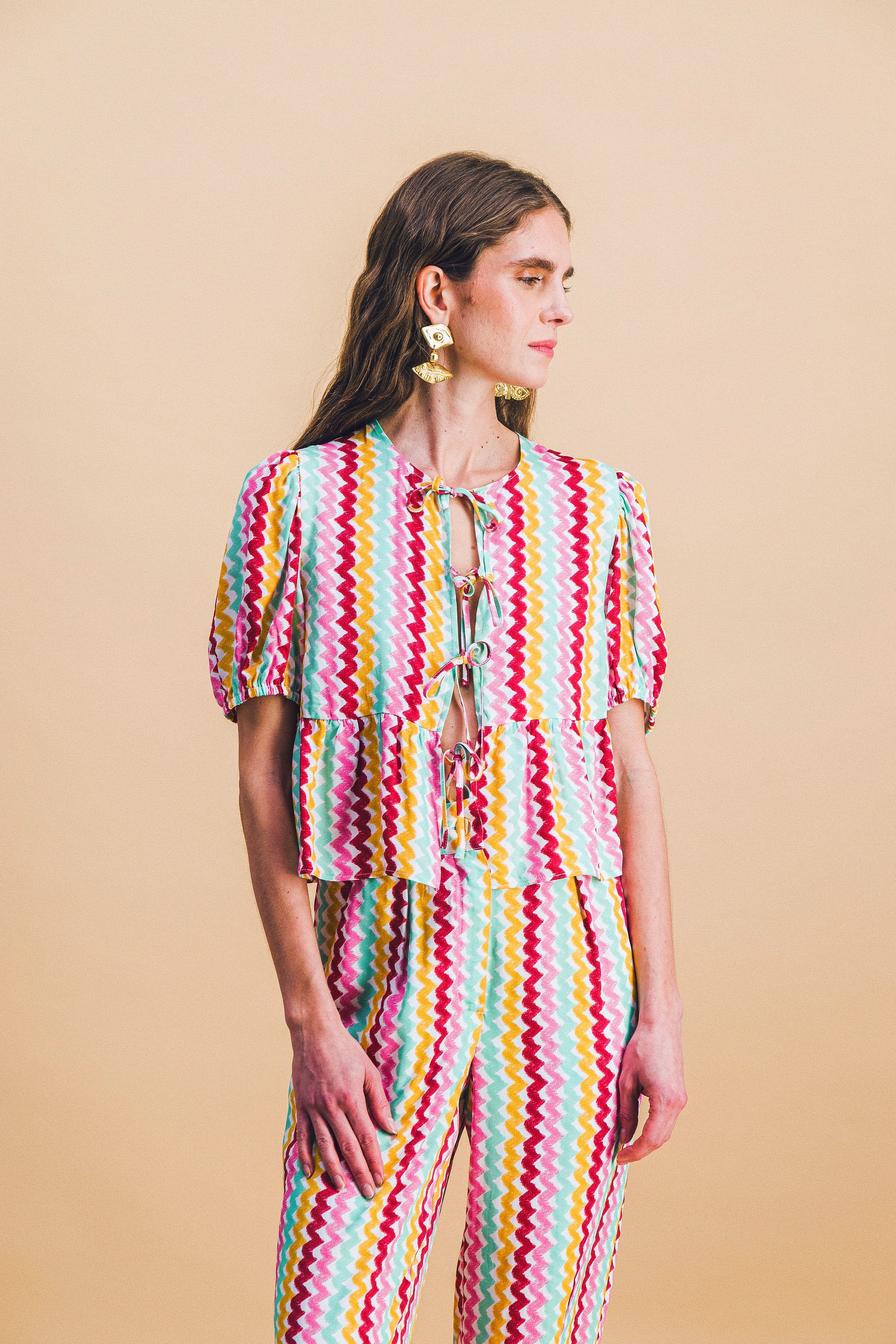 Ensemble top Aimée+ pantalon Tilda Orphism Lines rainbow