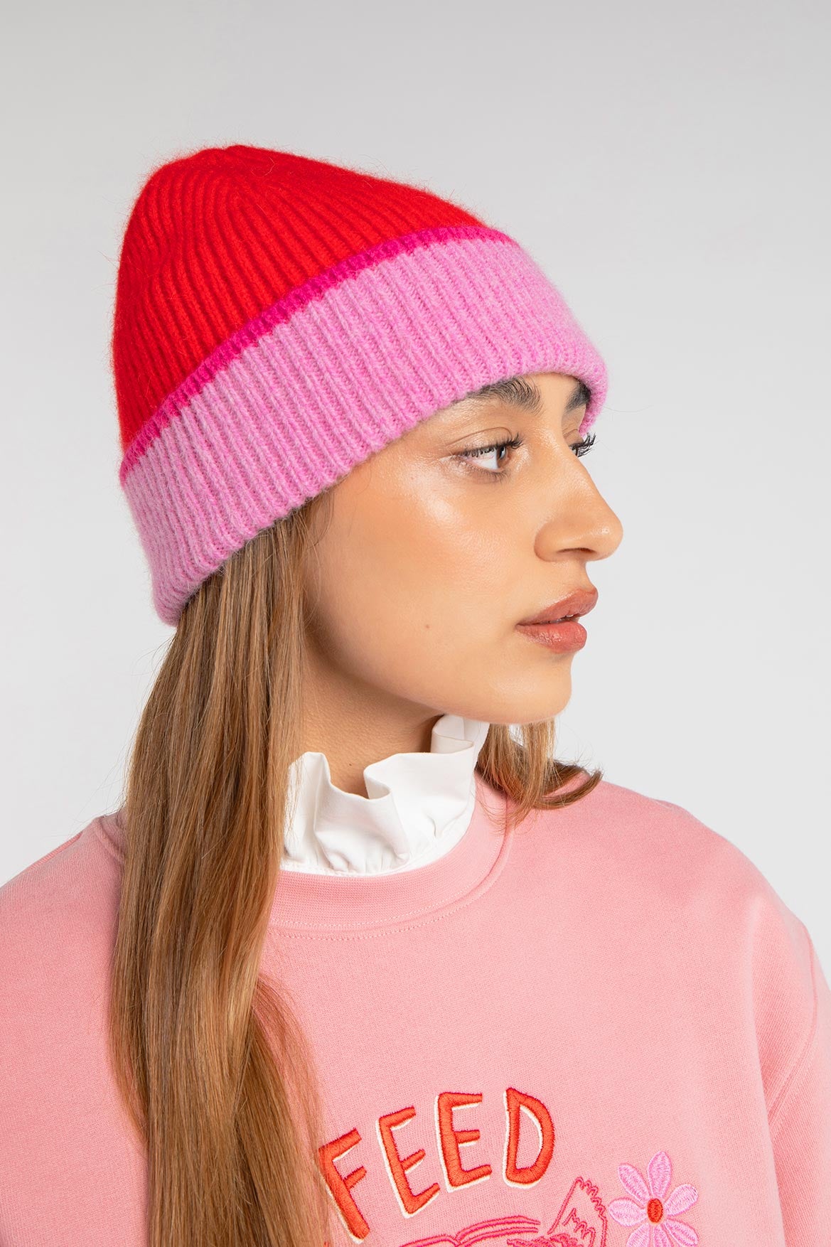 Helias Pink &amp; Red Beanie
