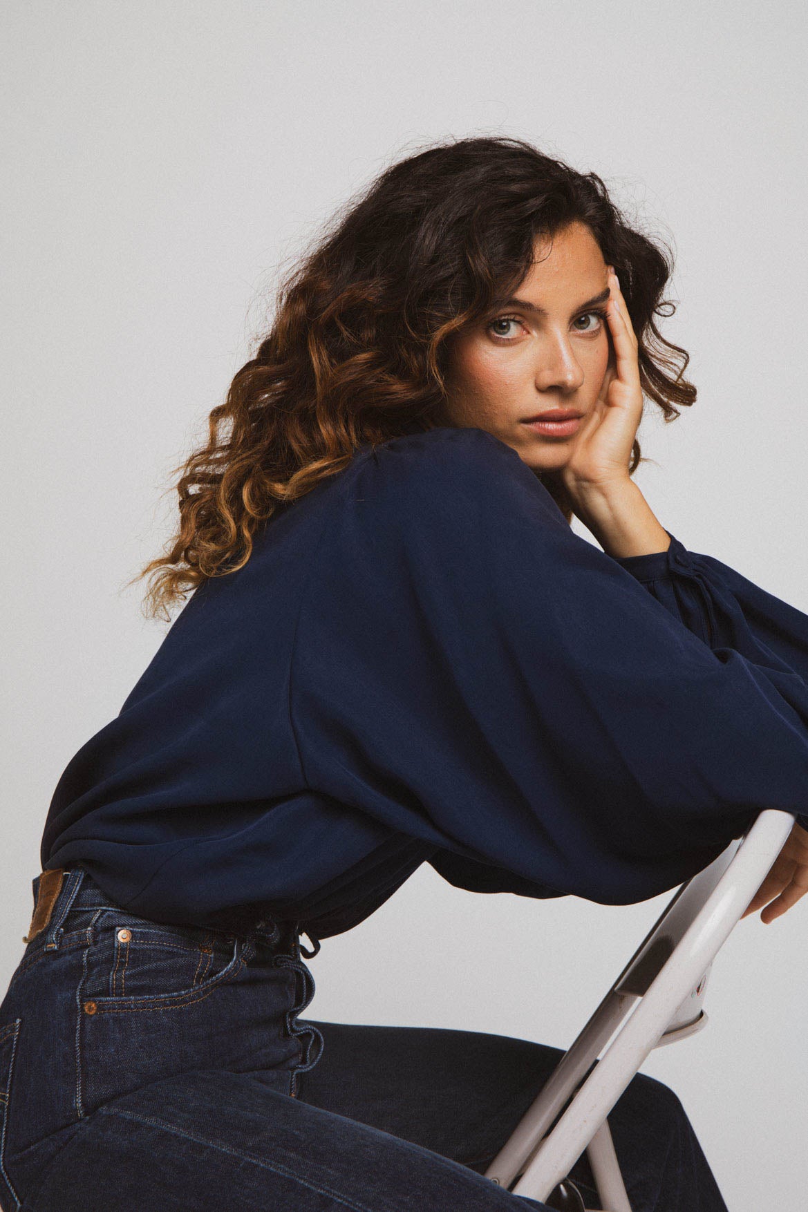 Paolina Navy Blouse