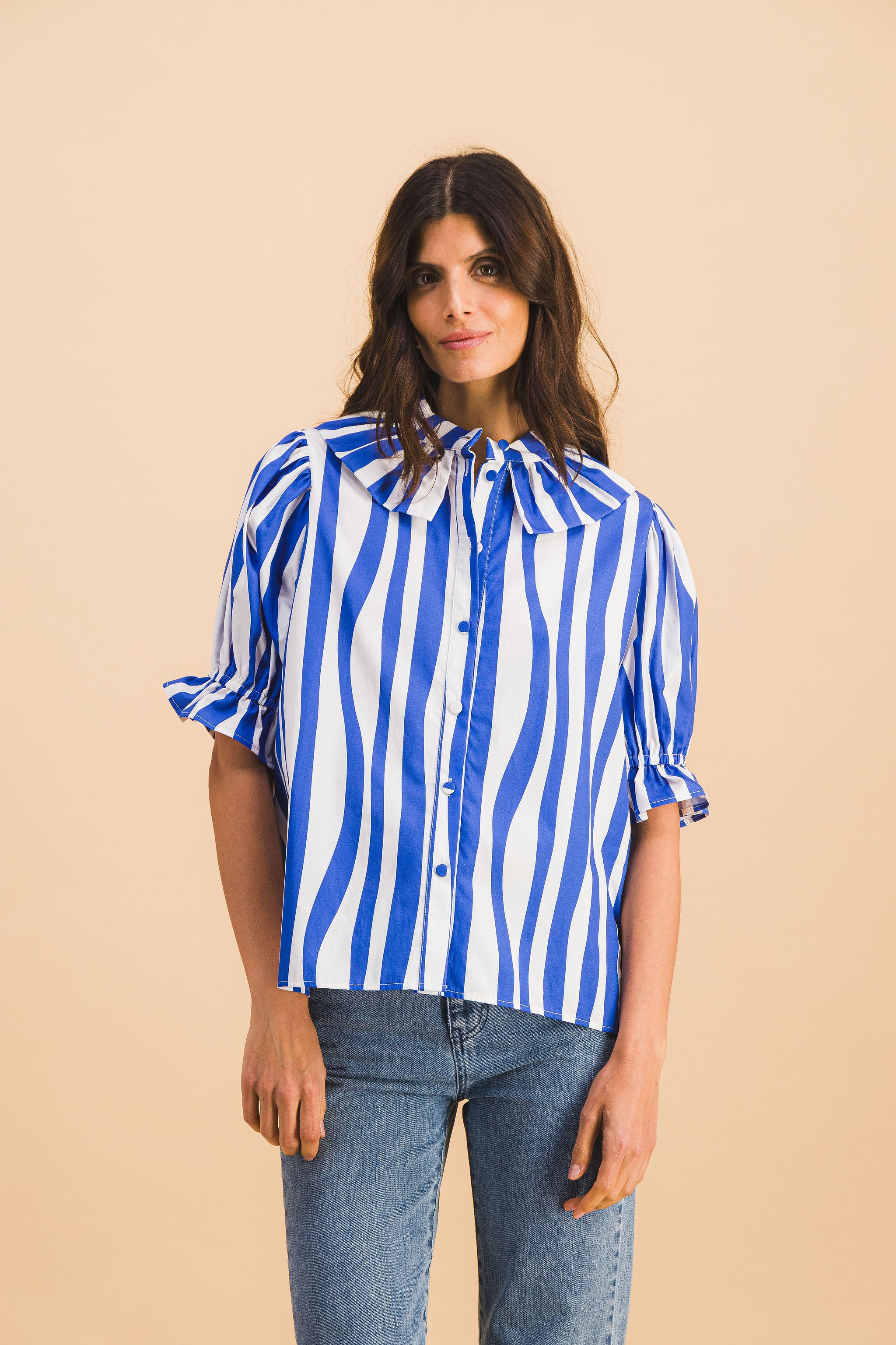 COLINE blue lines blouse