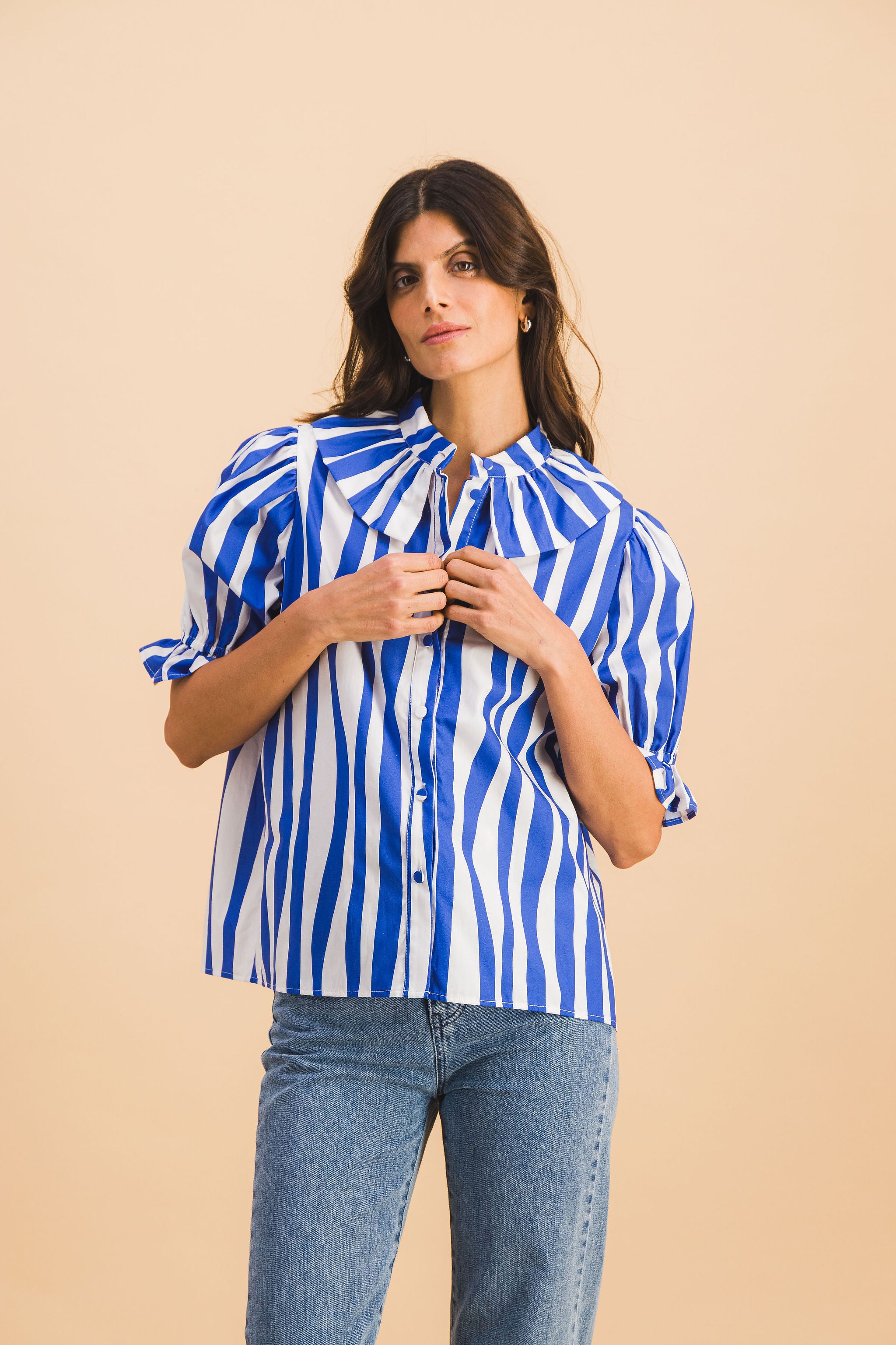 COLINE blue lines blouse