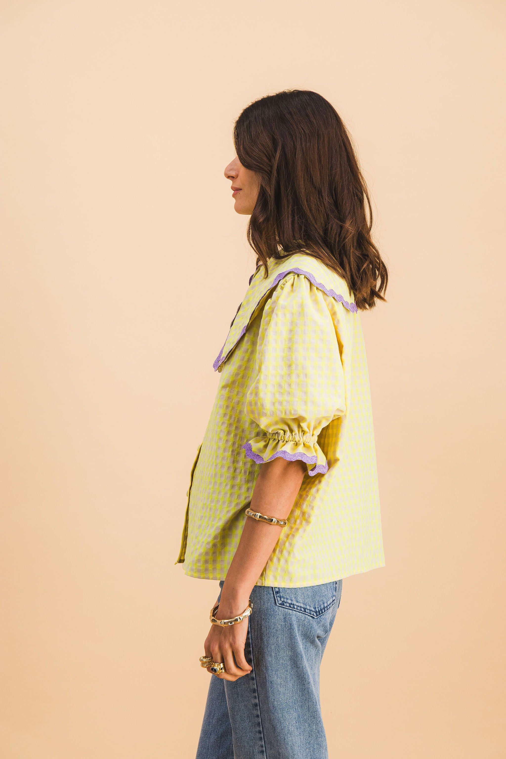 CHEMISE LOUISETTE CARREAUX JAUNE