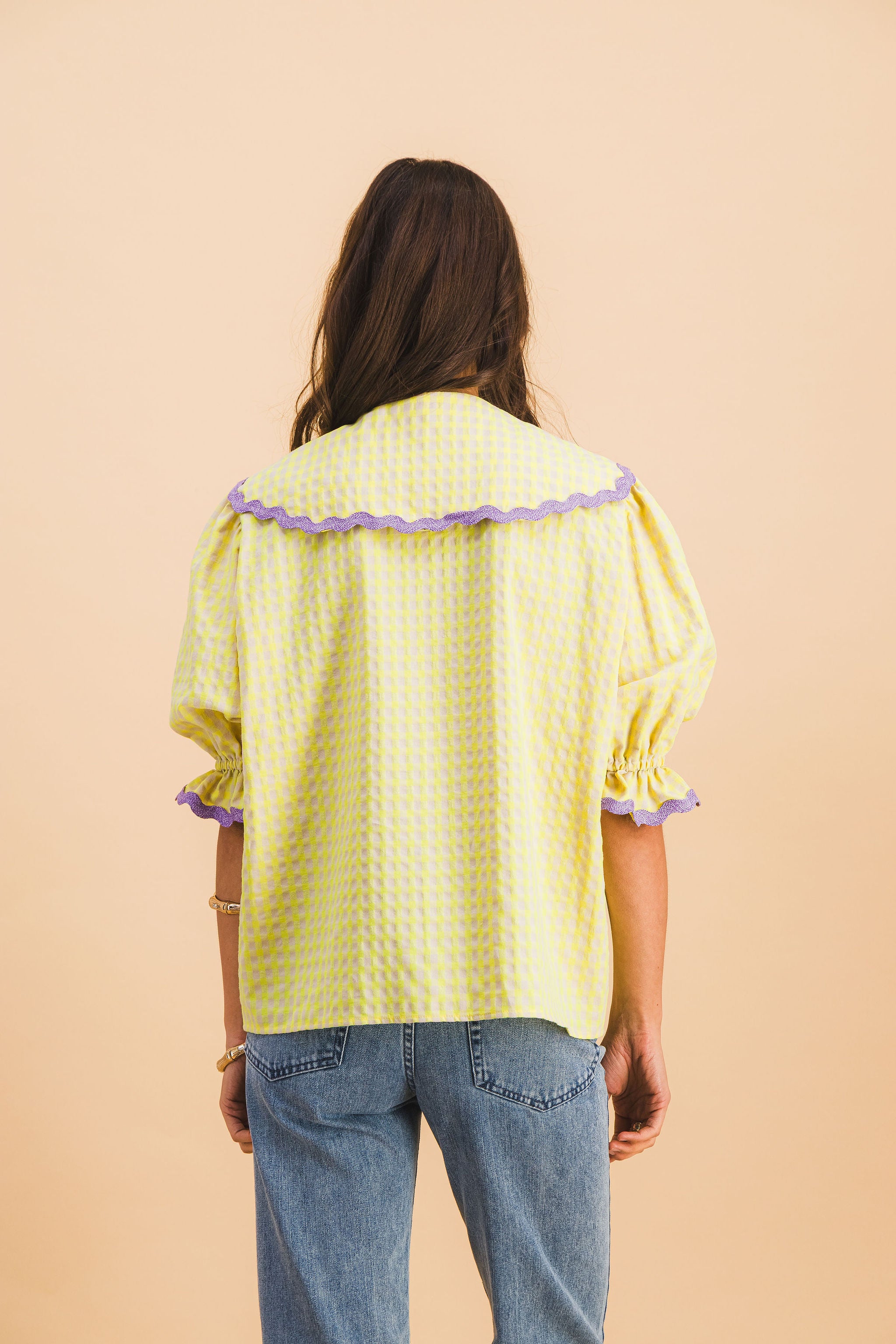 CHEMISE LOUISETTE CARREAUX JAUNE