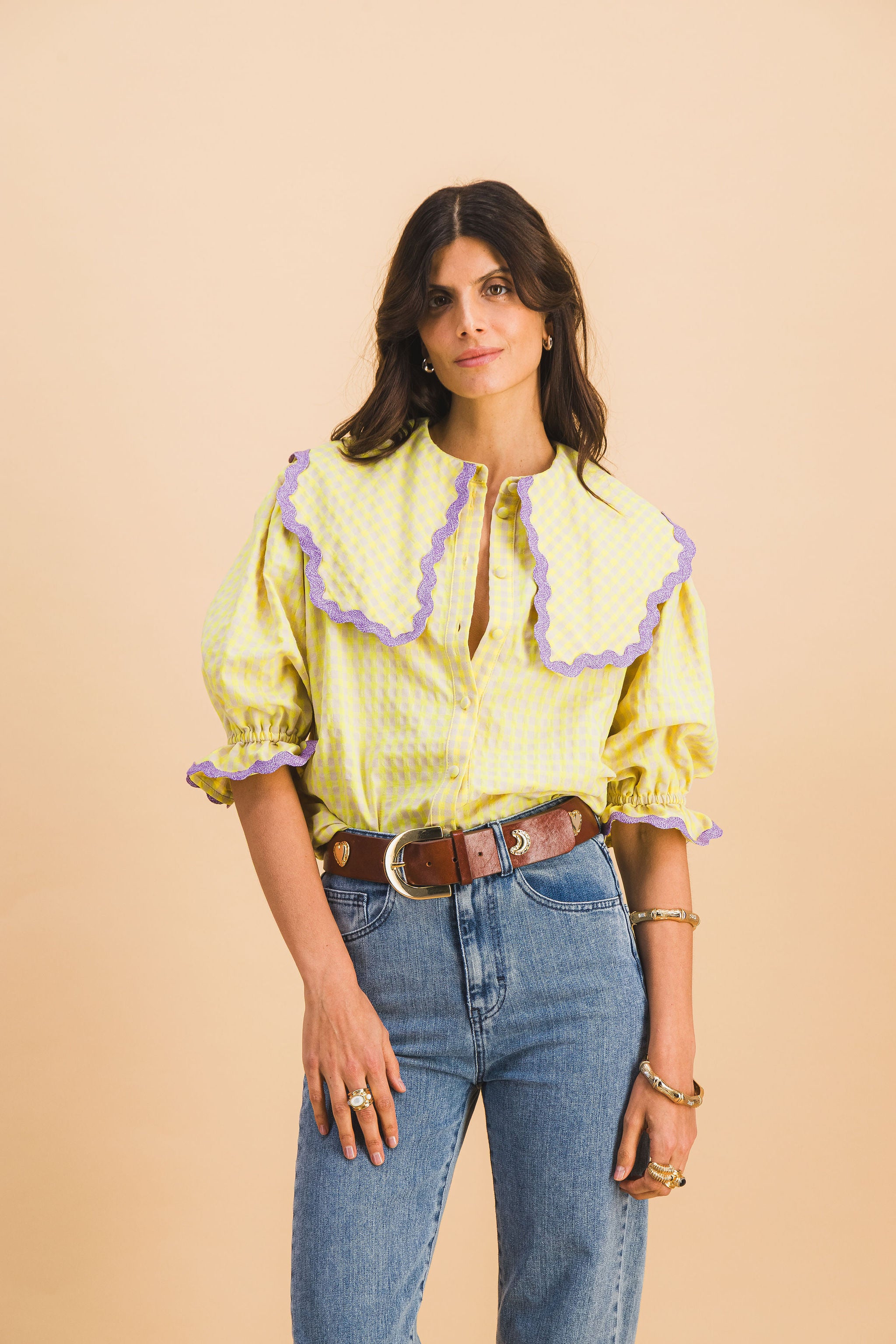 CHEMISE LOUISETTE CARREAUX JAUNE