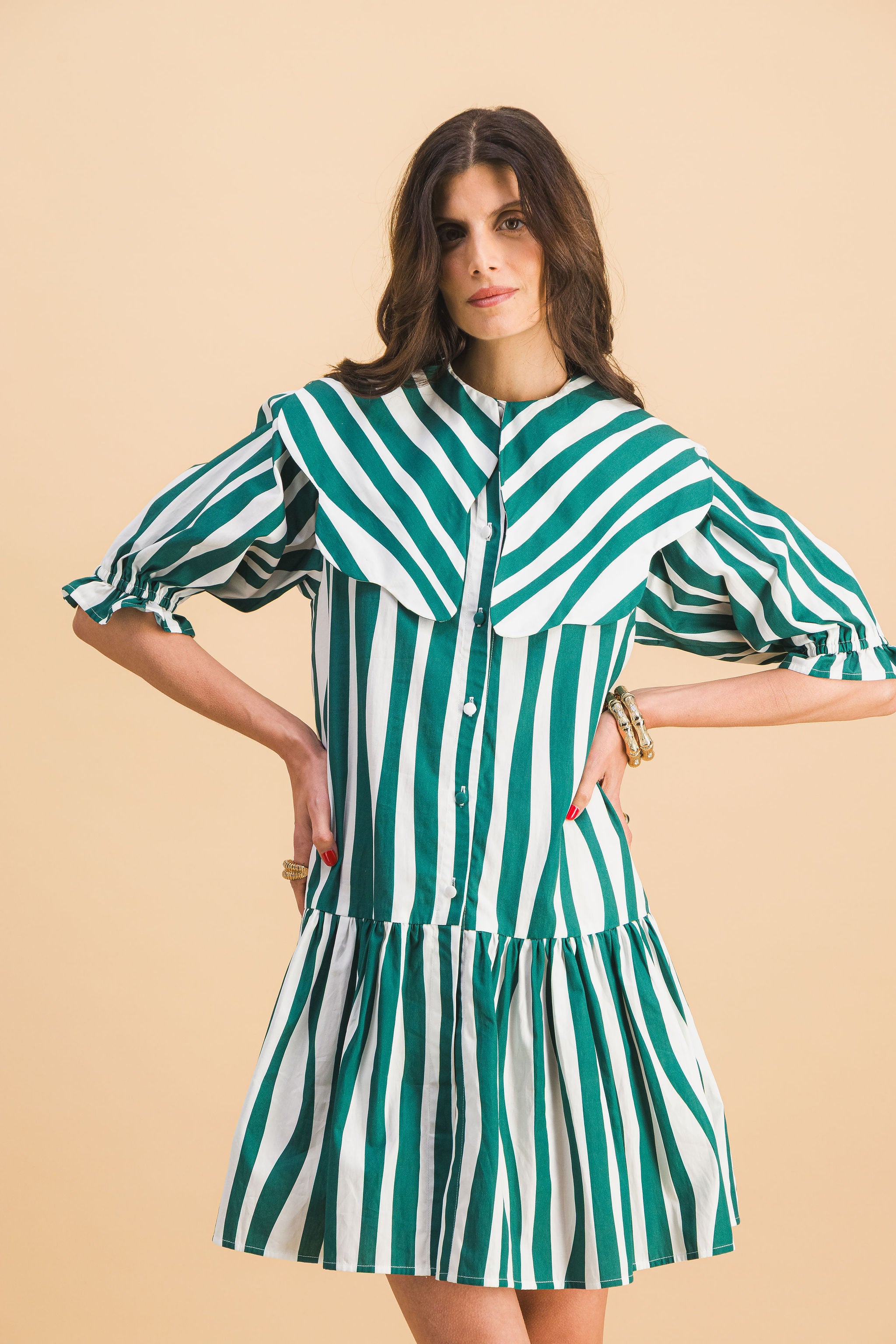 ROBE CHLOEBE GREEN LINES