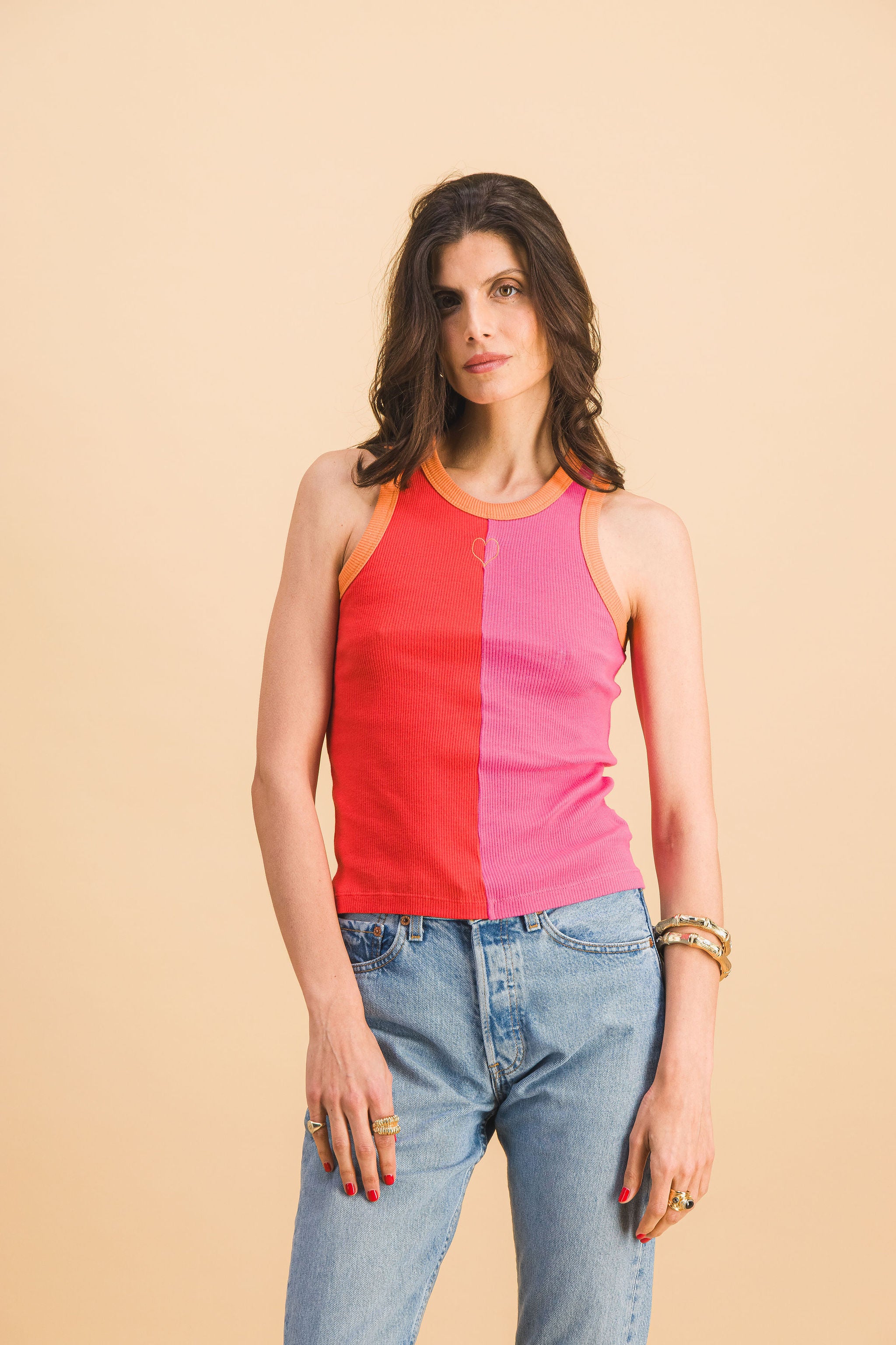 Top Abie Bi-color Pink and Red