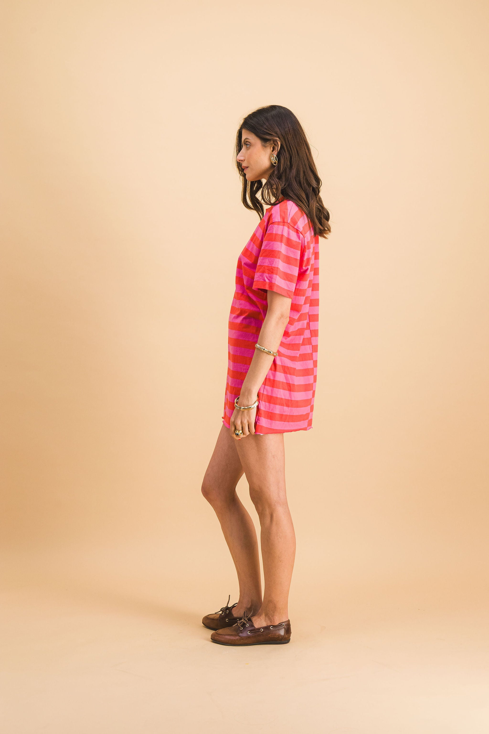 Amalia Stripes Pink and Red Dress