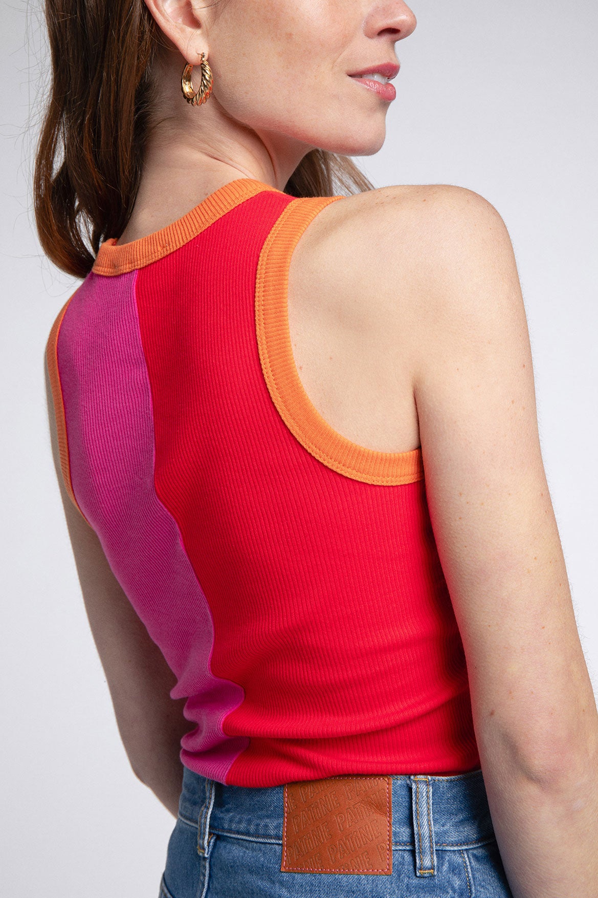 Top Abie Bi-color Rose et Rouge