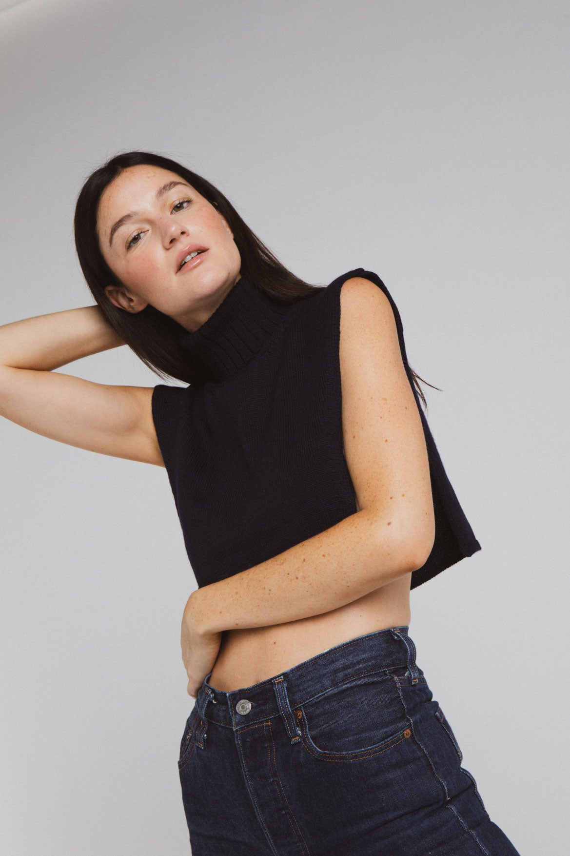 Maël navy wool collar