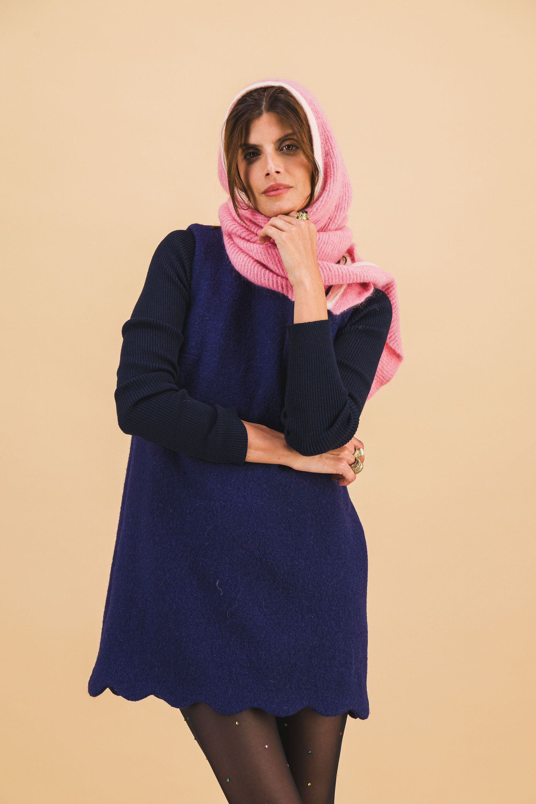 Jane Wavy Navy Blue Dress