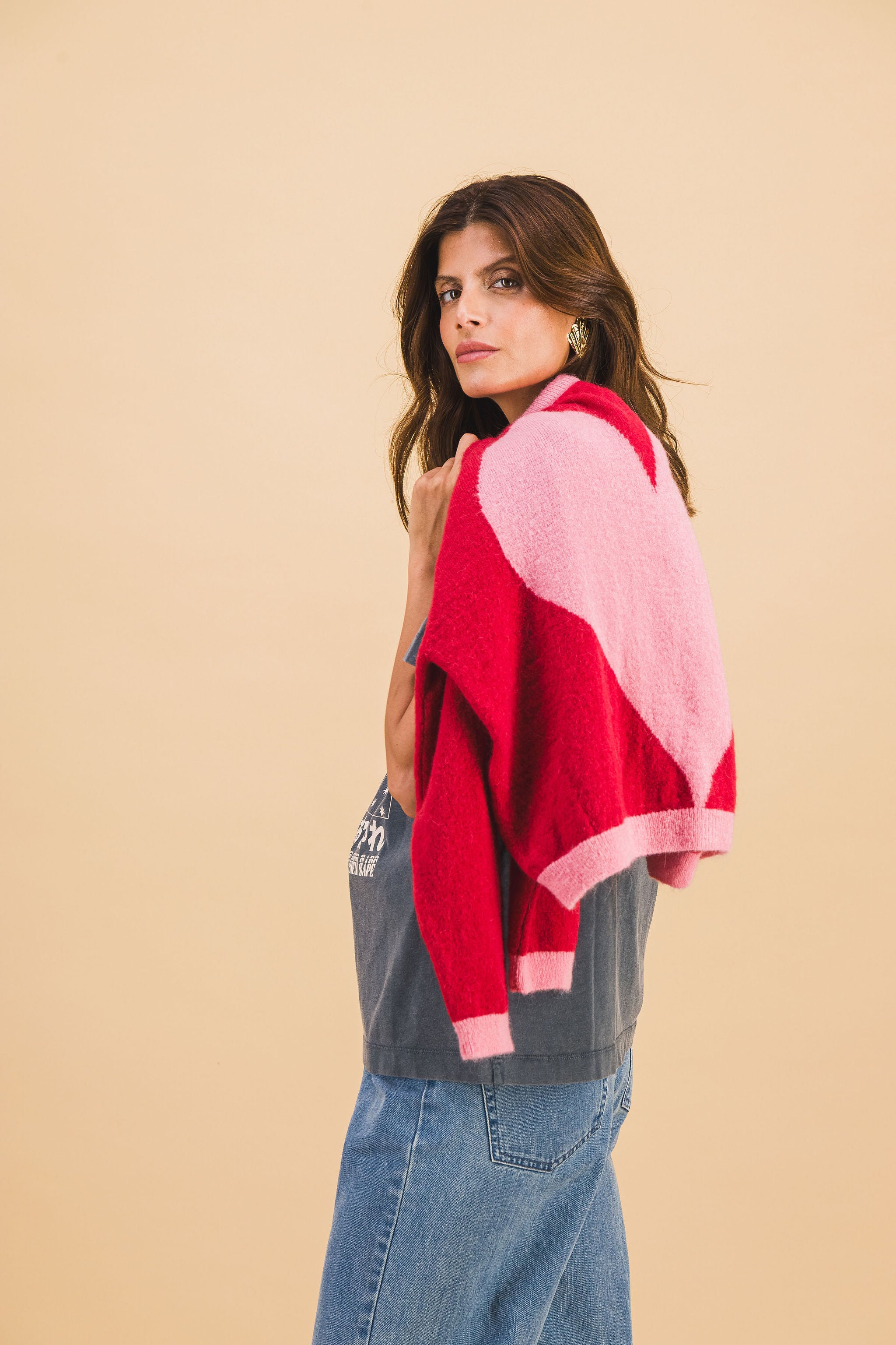 Red and pink Julia cardigan