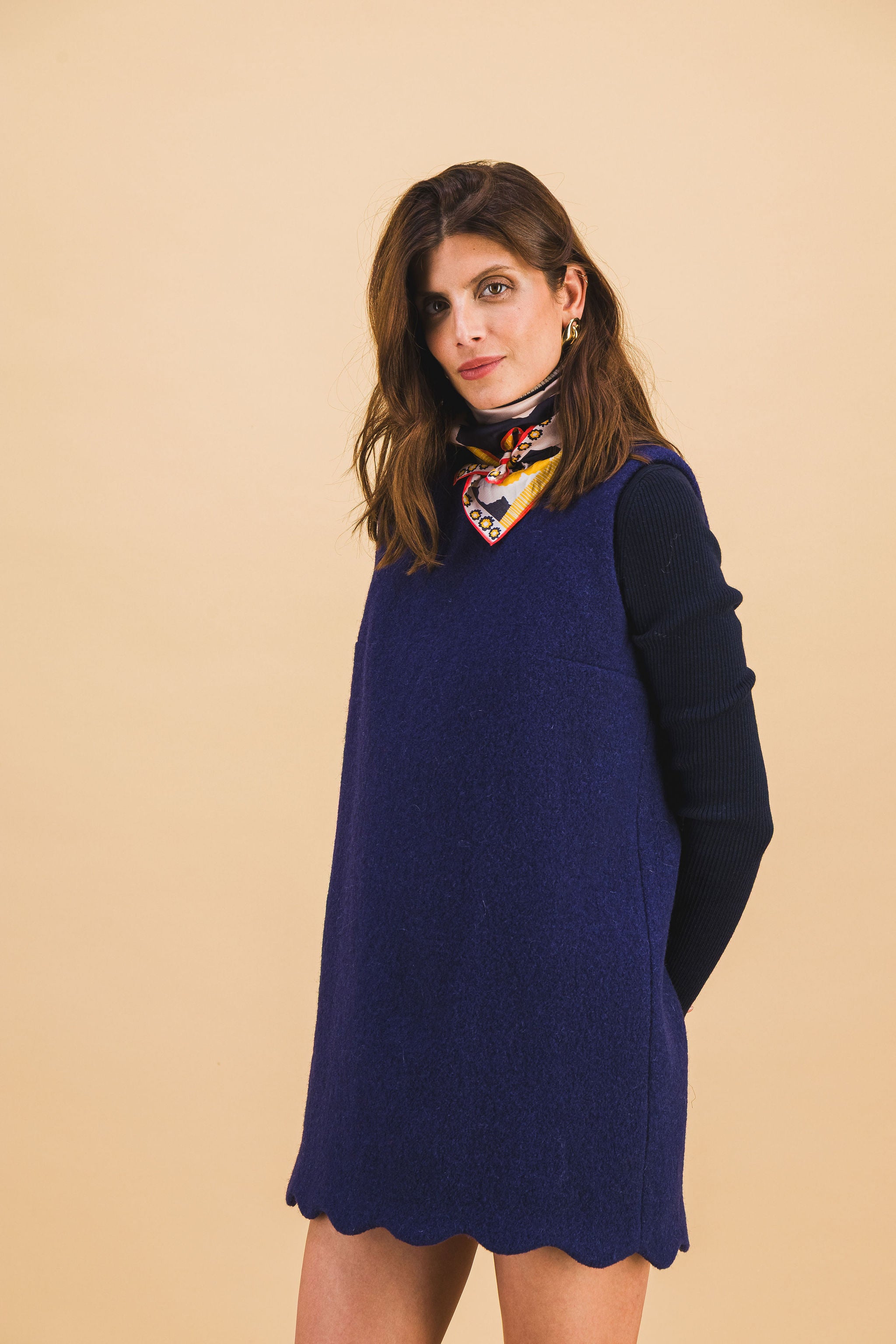 Jane Wavy Navy Blue Dress