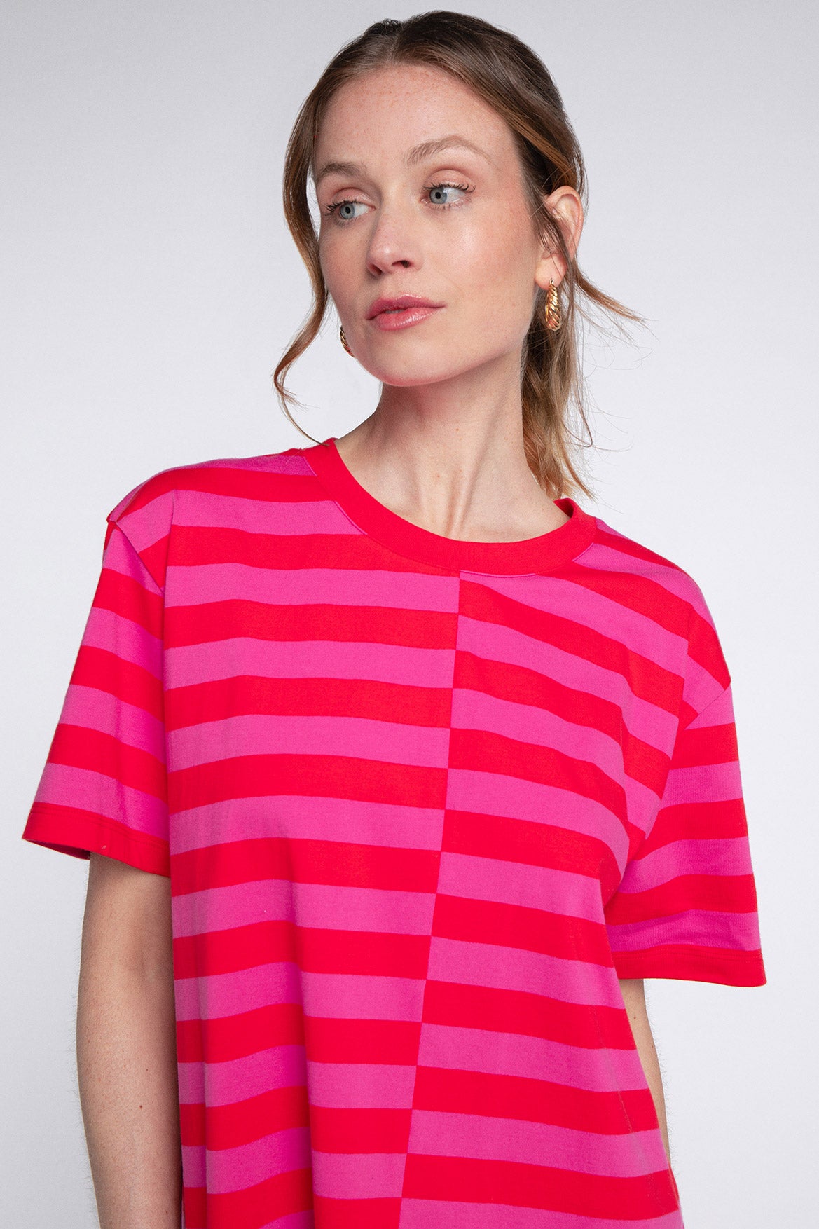 Amalia Stripes Pink and Red Dress