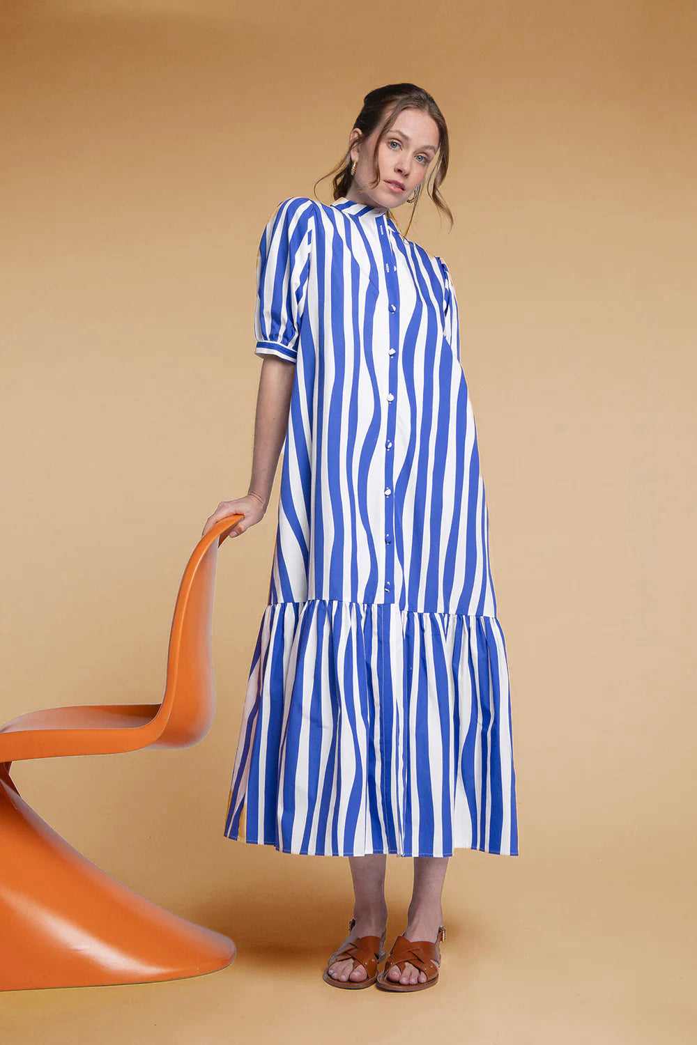Clemence Blue Lines Dress