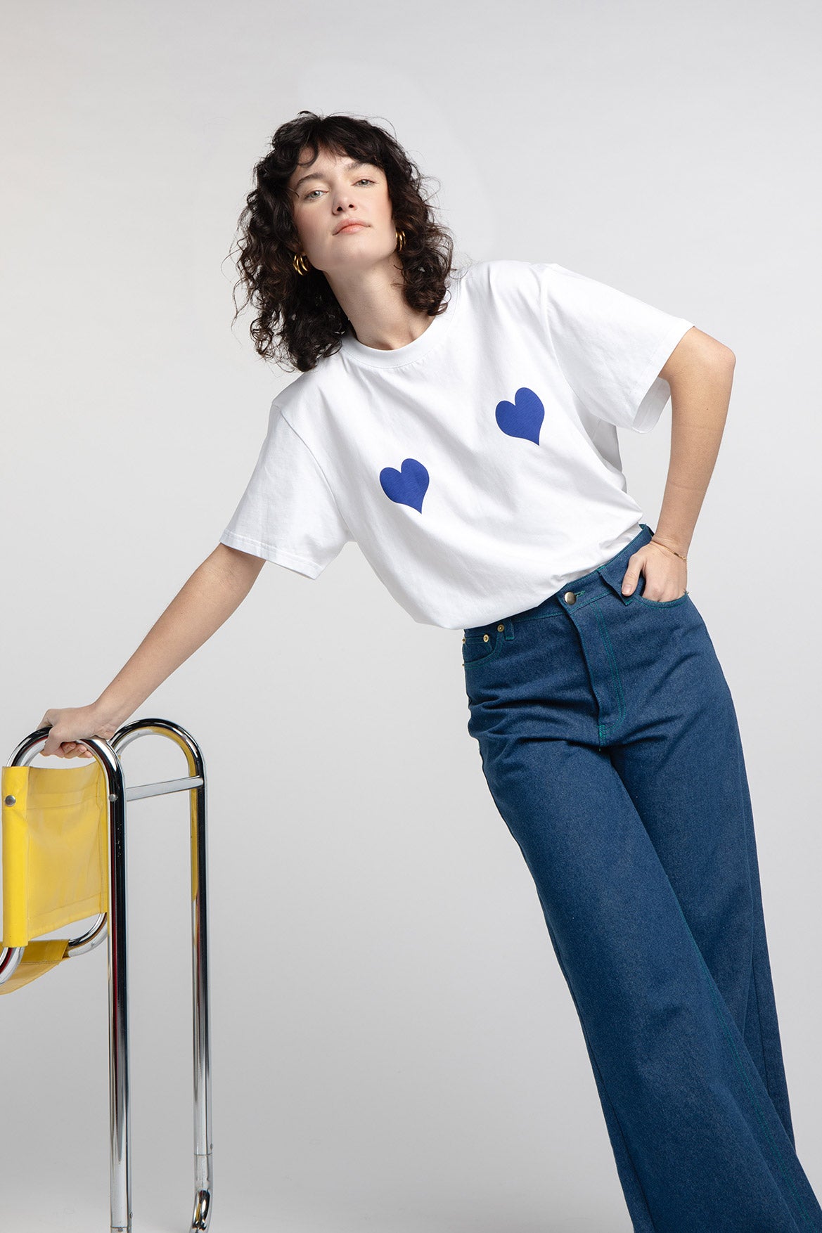 T-shirt Amira cœurs bleus