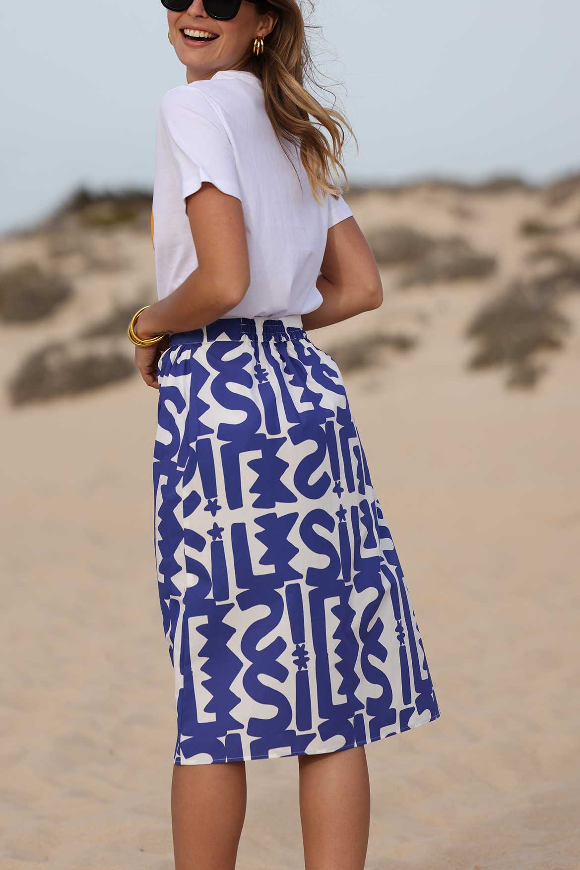 Adele Blue Velvet Skirt