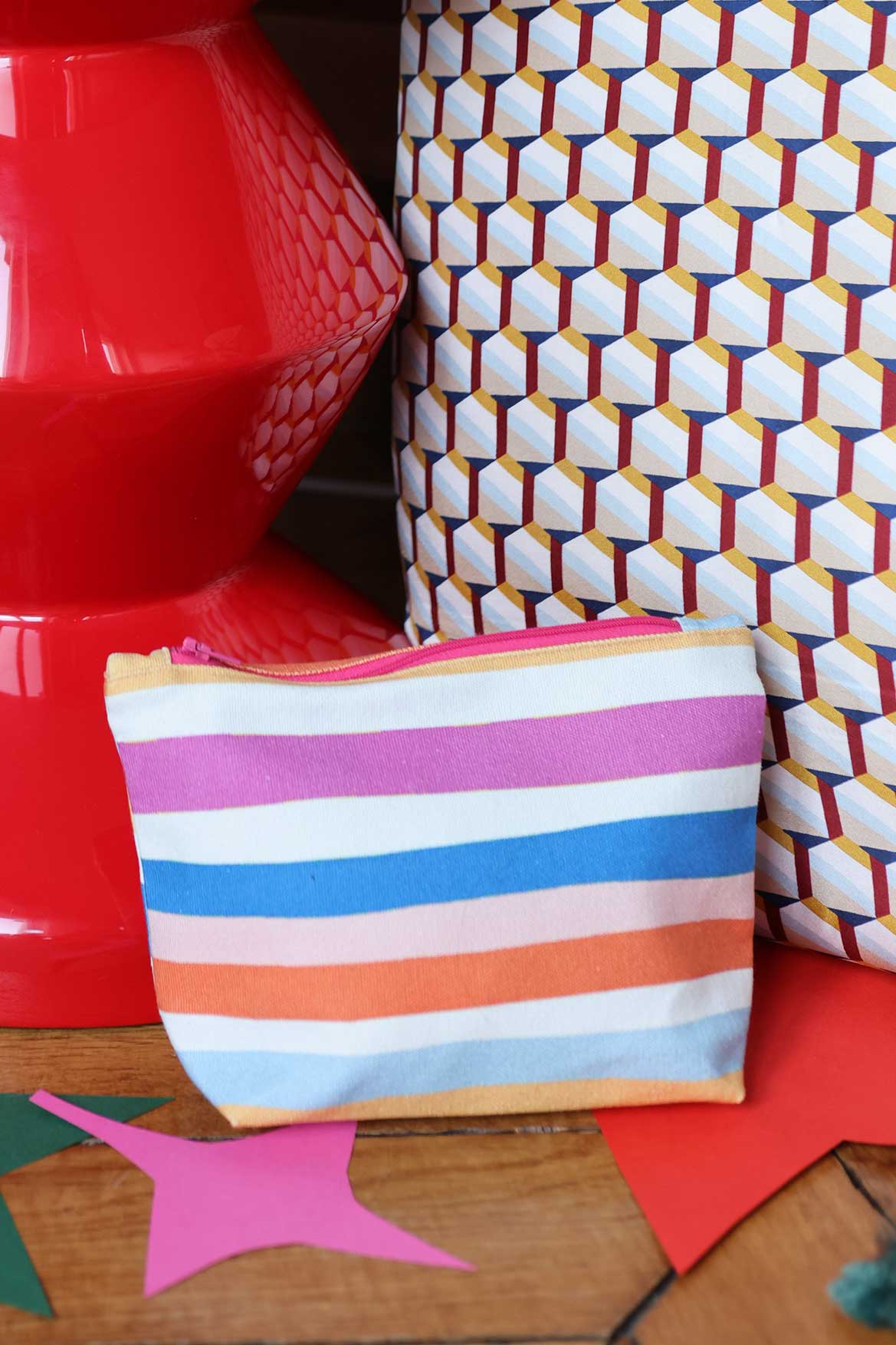 Large striped pencil case 