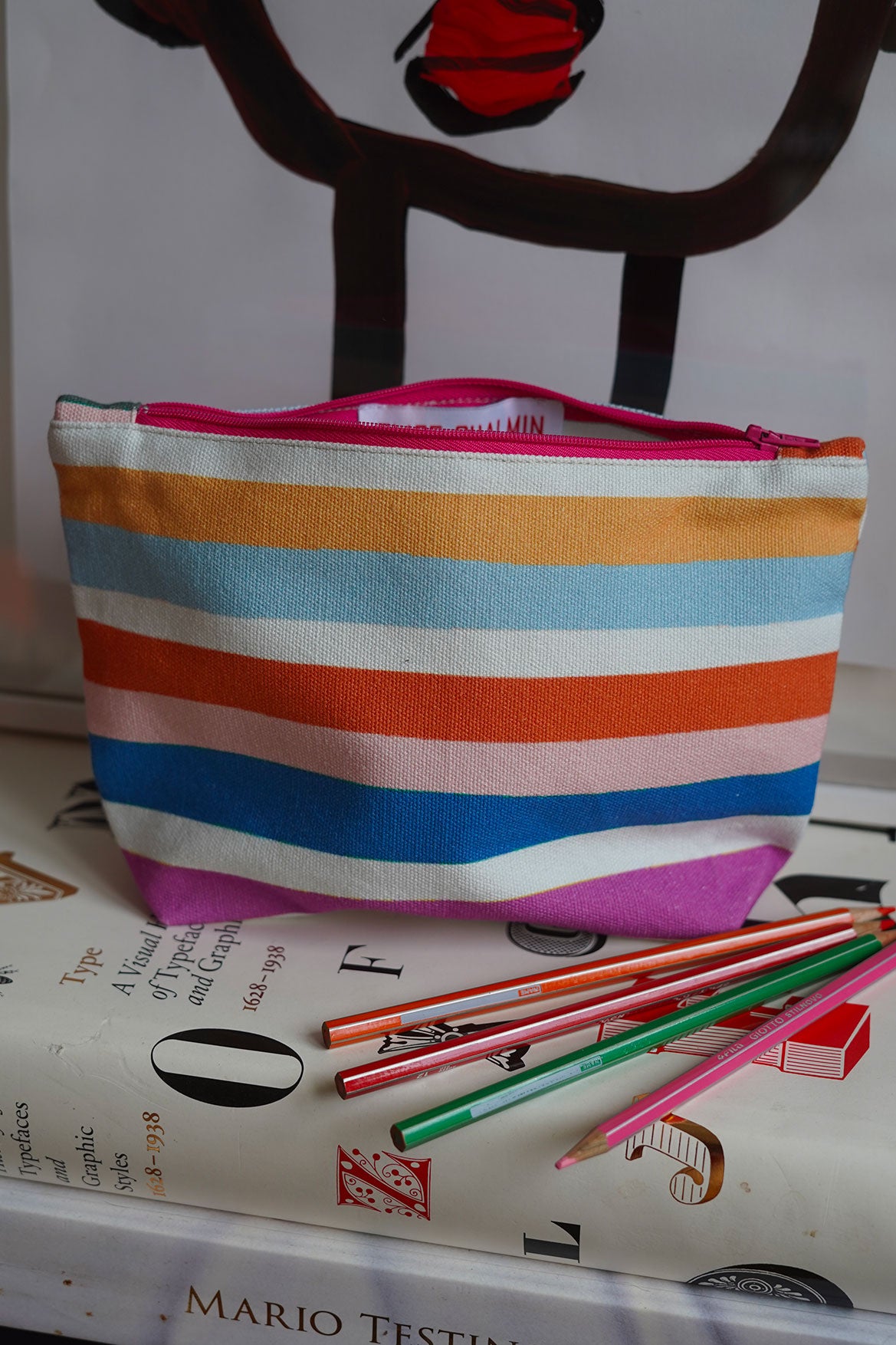 Large striped pencil case 