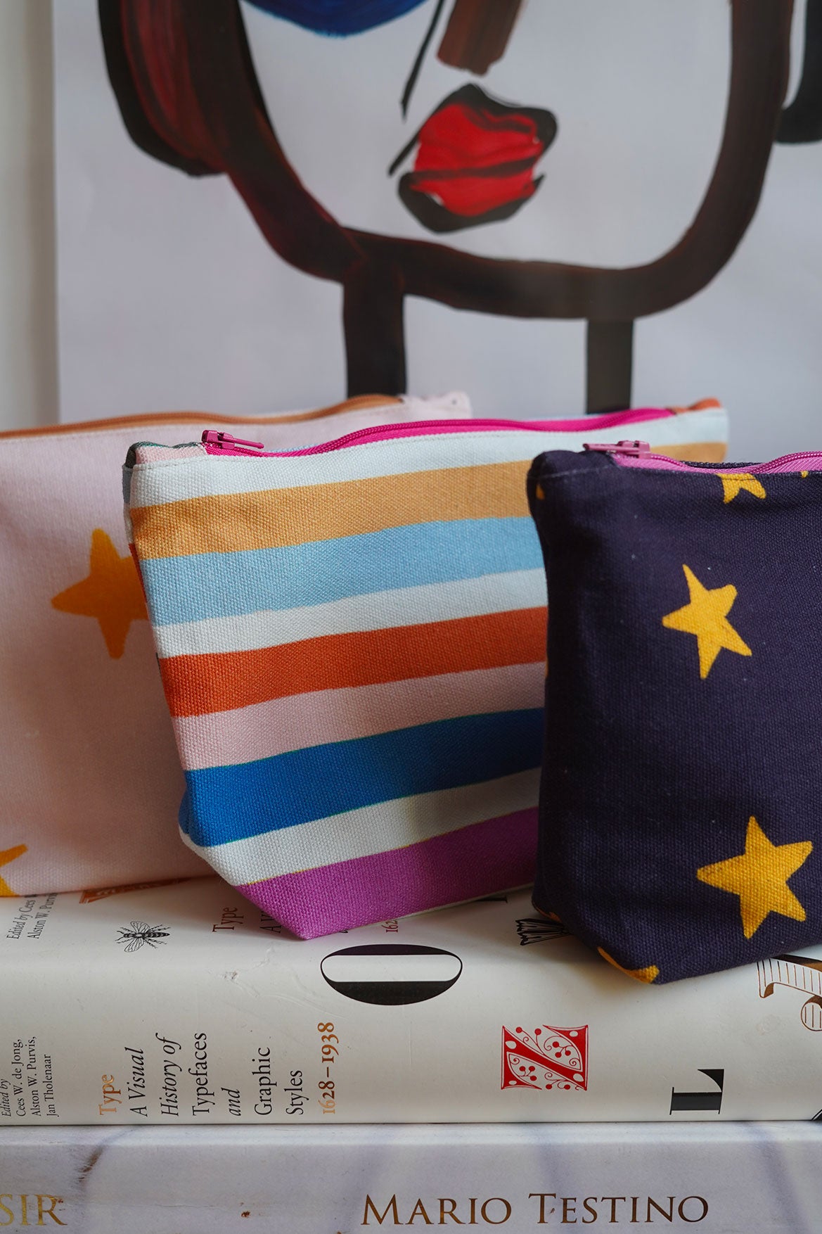 Large striped pencil case 